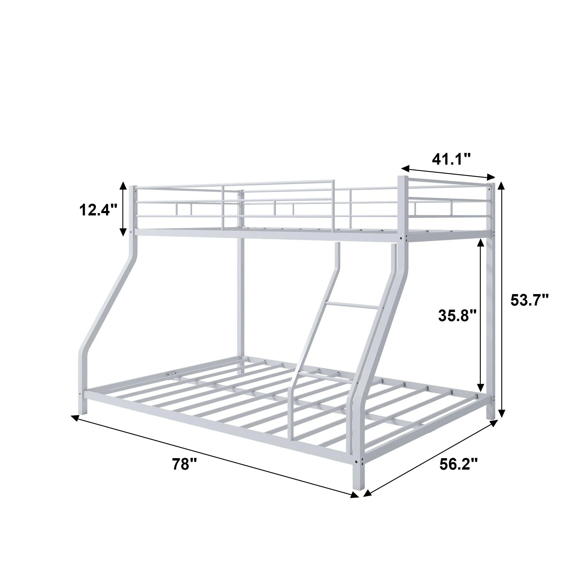 Twin Over Full Bunk Bed, Heavy-duty Metal Bunk Beds Twin Over Full Size, Low Profile Metal Bunk Bed, Space-saving Bunkbeds Frame for Kids Teens, Modern Kids Furniture, No Spring Box Need, Black - Inhomebuy
