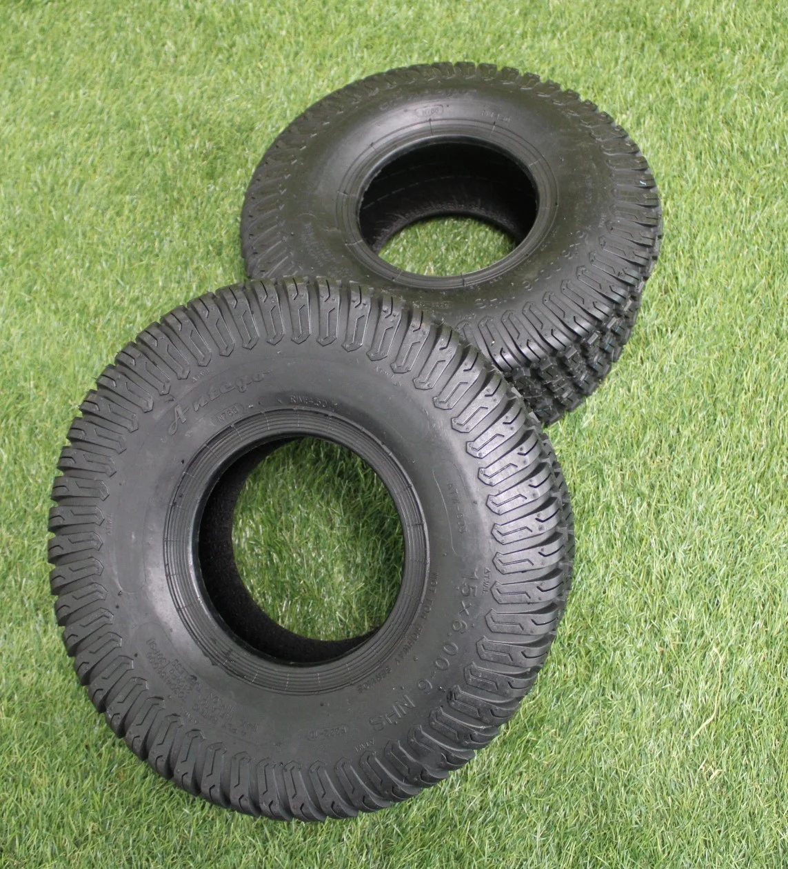 Antego Tire and Wheel 15x6.00-6 4 PLY Turf Tires for Lawn & Garden (Set of Two) ATW-003 - Inhomebuy