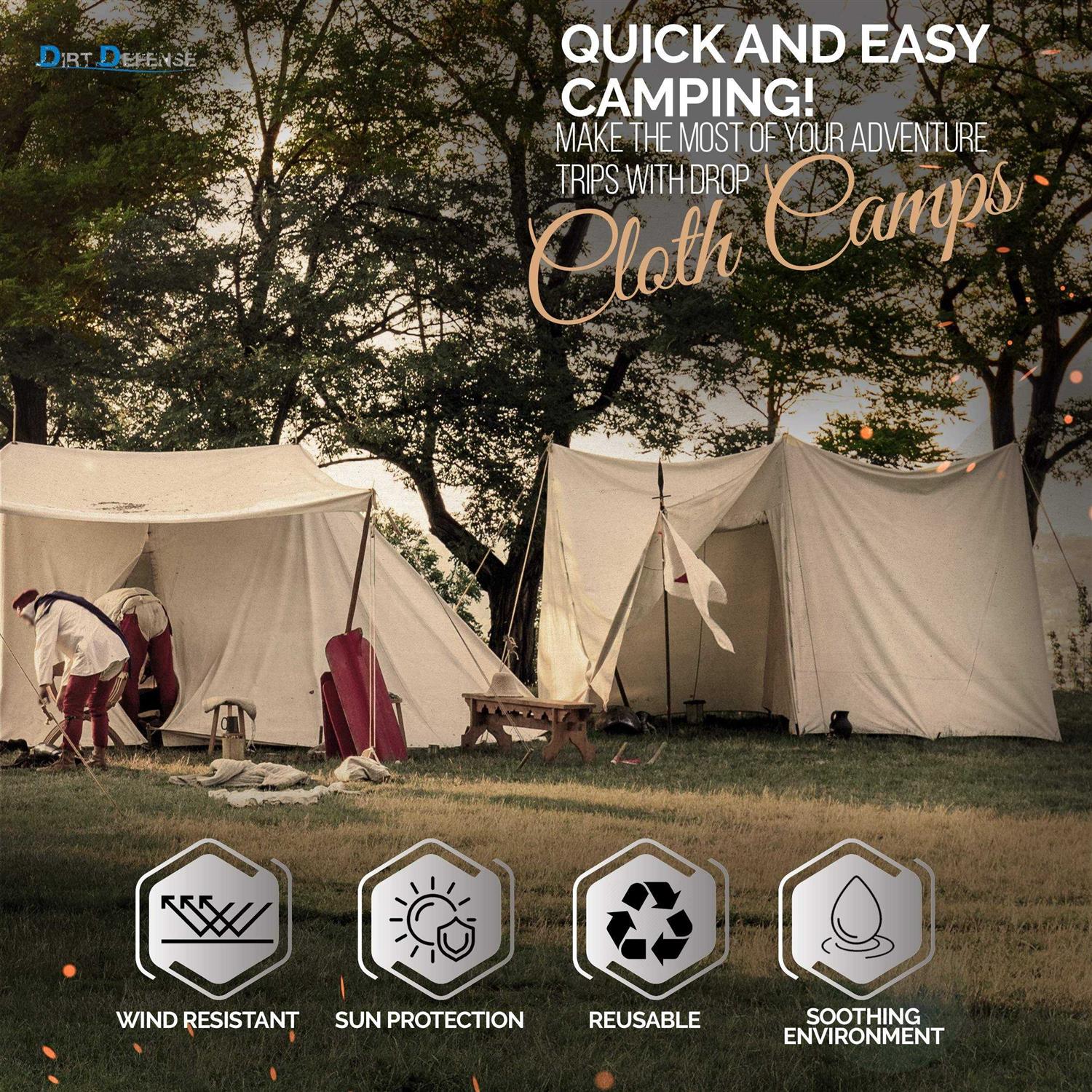 Dirt Defense Canvas Drop Cloth Cotton Tarp Large Canvas Tarp For Art Supplies, Drop Painting Supplies/paint Canvas Fabric and Furniture - Inhomebuy