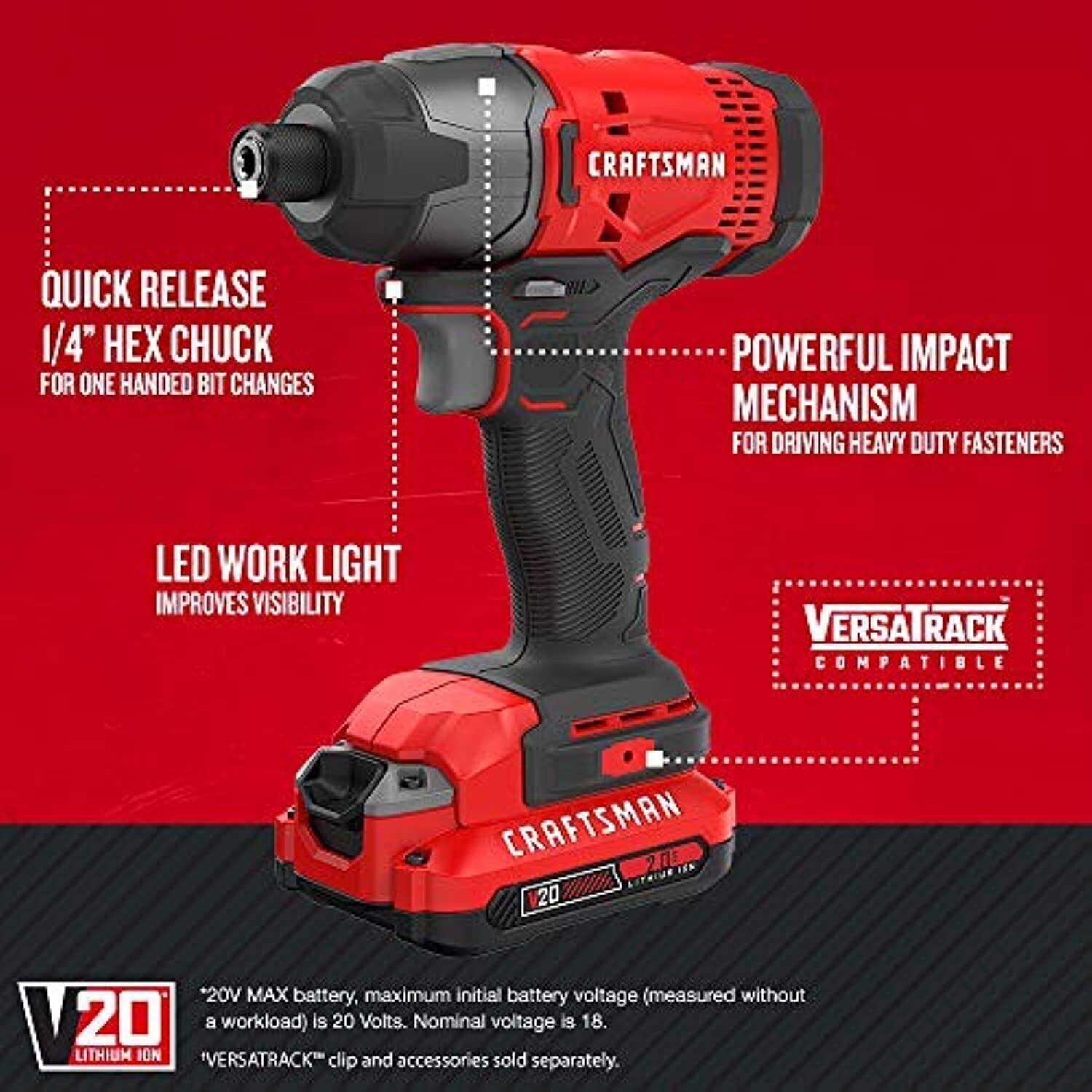 Craftsman V20 4-Tool 20-Volt Max Lithium Ion (Li-Ion) Cordless Combo Kit Cmck400d2 - Inhomebuy