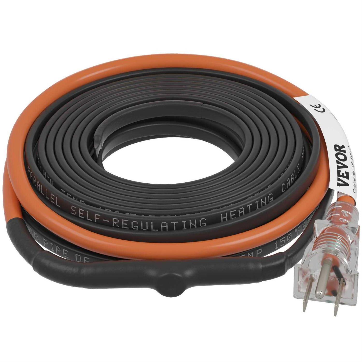 VEVOR Self-Regulating Pipe Heating Cable 5W/ft Heat Tape for Pipes Freeze Protection, Protects PVC Hose, Metal and Plastic Pipe from - Inhomebuy