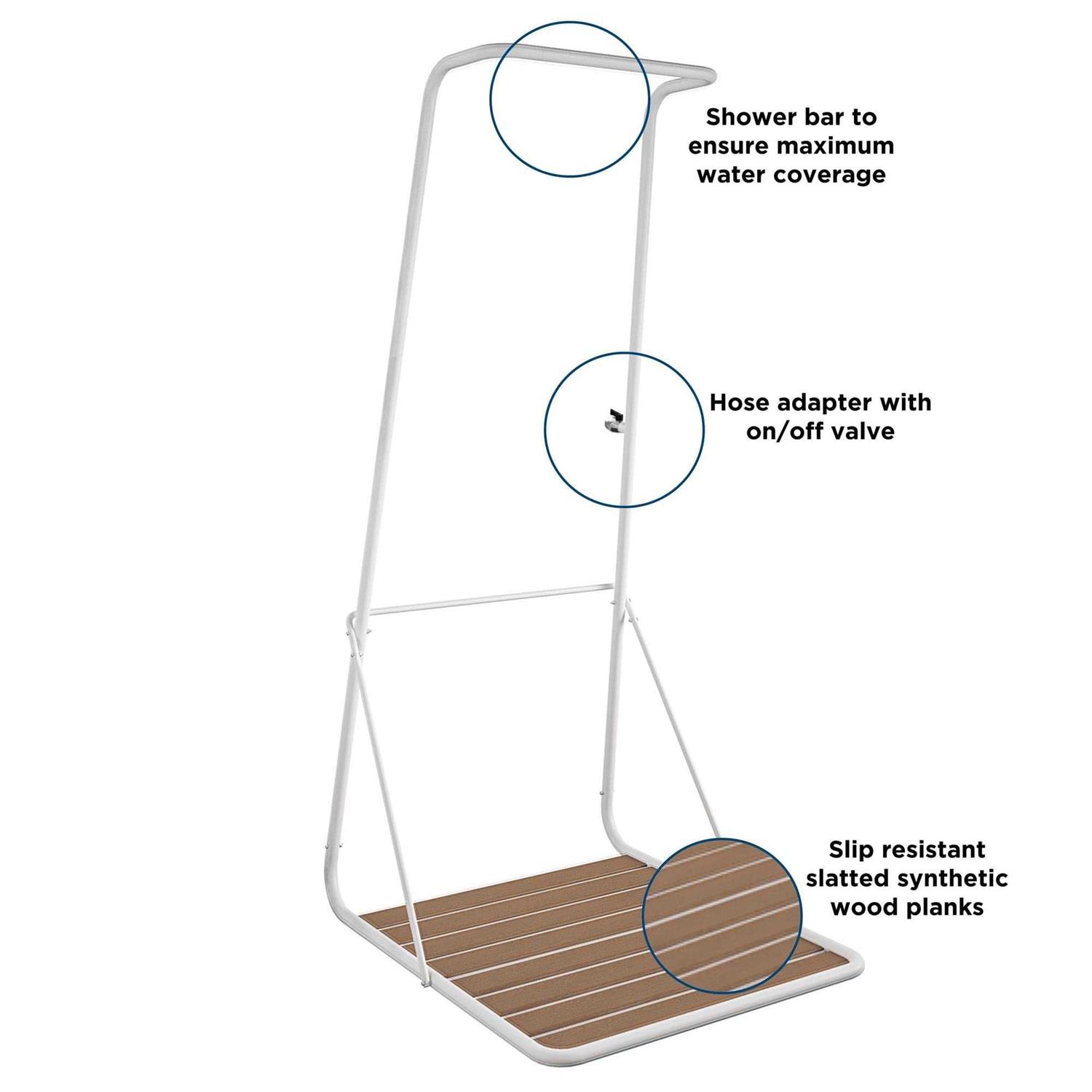 Novogratz Rainey Outdoor Shower with XL Base and Waterfall Bar - Inhomebuy