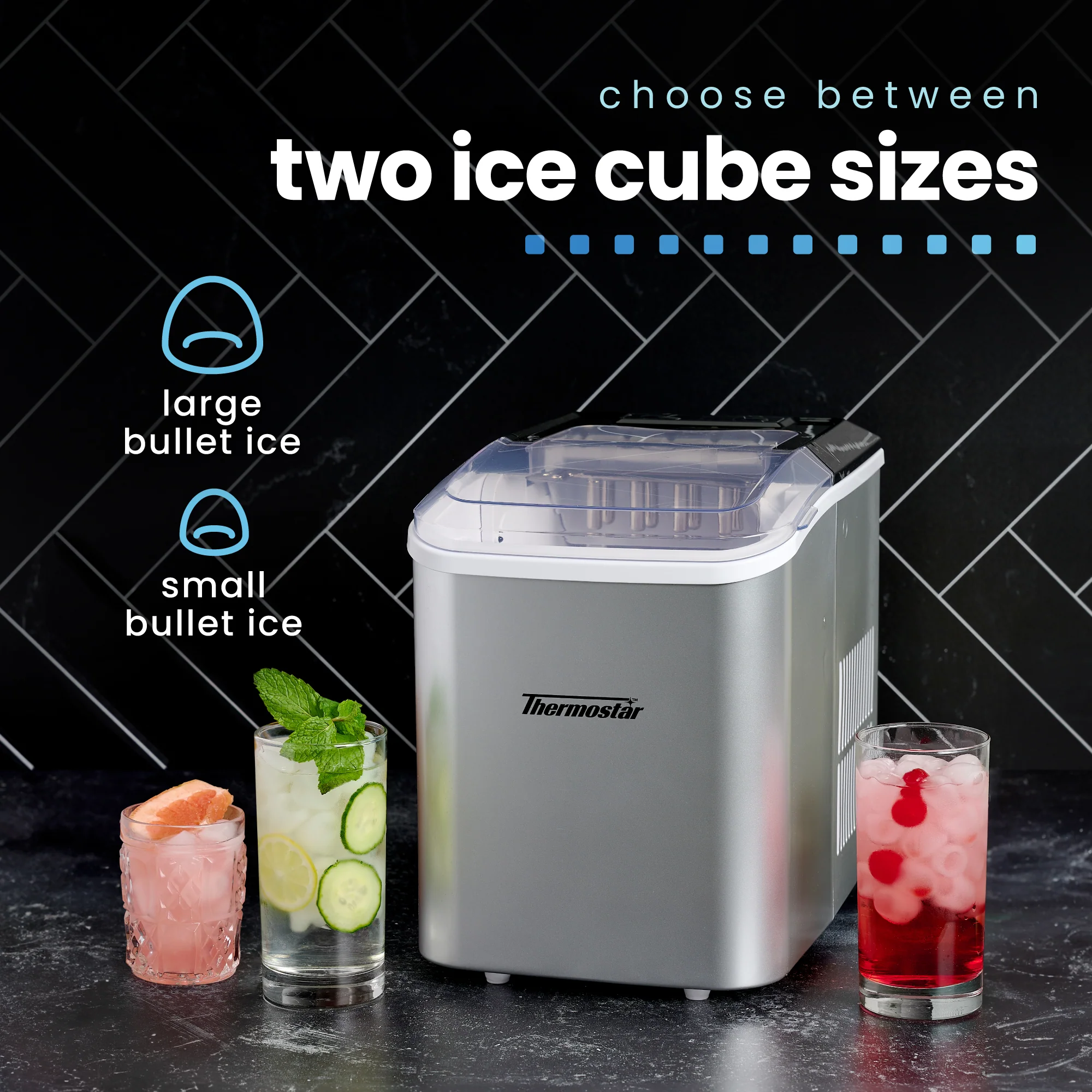 Thermostar 26-Pound Automatic Self-Cleaning Portable Countertop Ice Maker Machine - Inhomebuy