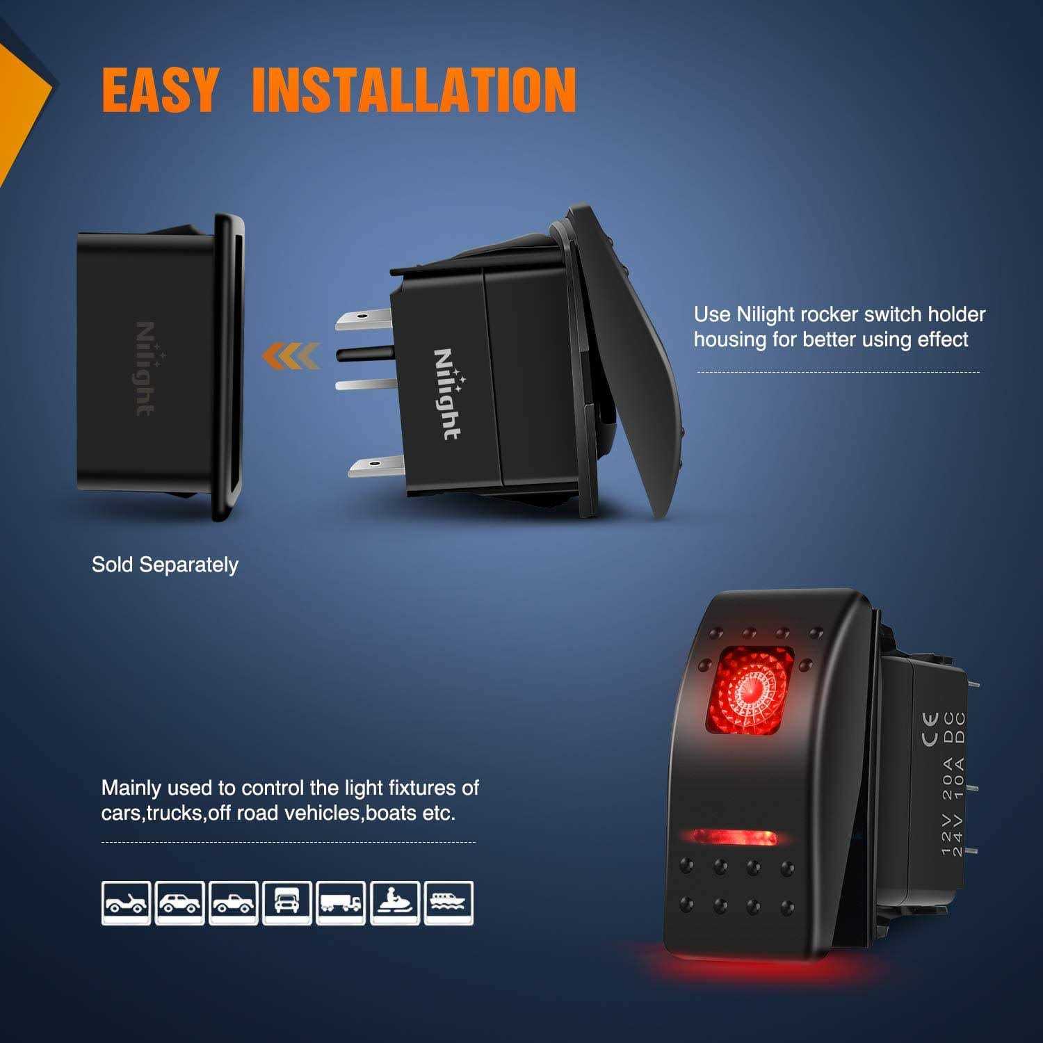 Nilight 6 AWG 20-Inch Battery Power Inverter Cables with Terminals,Red + Black Tinned Copper Battery Inverter Cables for Motorcycle - Inhomebuy