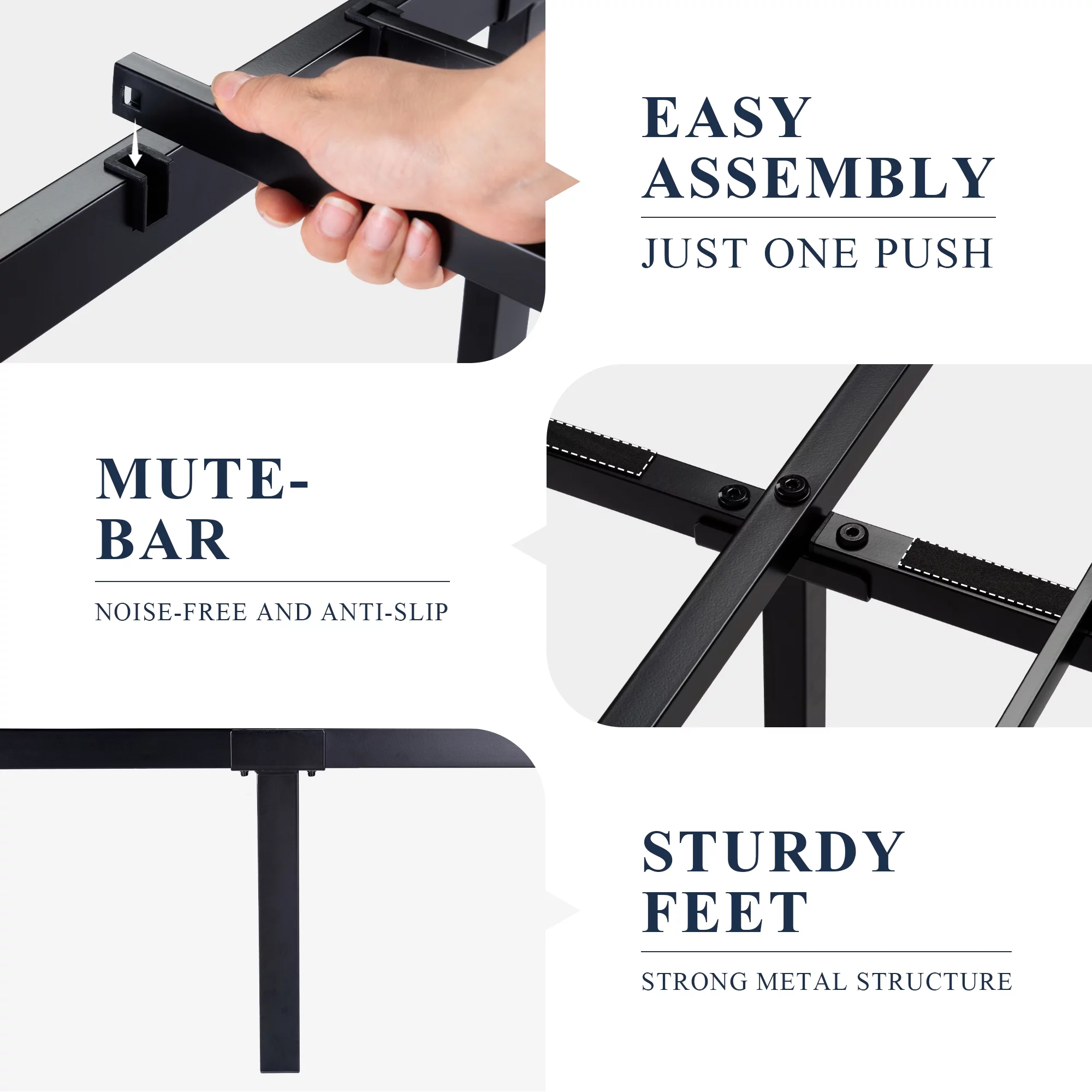 Allewie Queen Size Metal Platform Bed Frame with Victorian Style Wrought Iron-Art Headboard/Footboard, Black - Inhomebuy