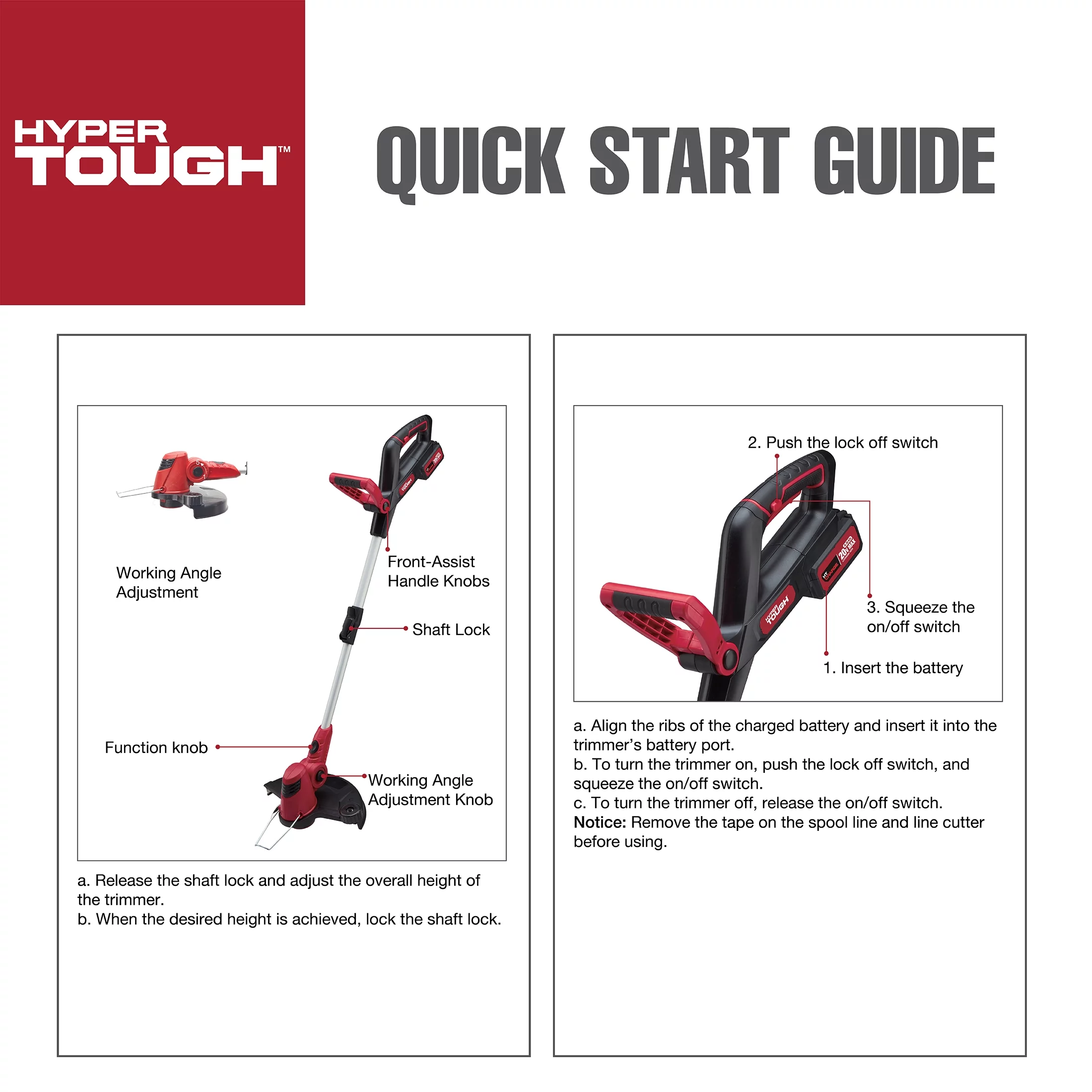 Hyper Tough 20V Max Cordless 13-inch Battery Powered String Trimmer, HT22-401-03-05 - Inhomebuy