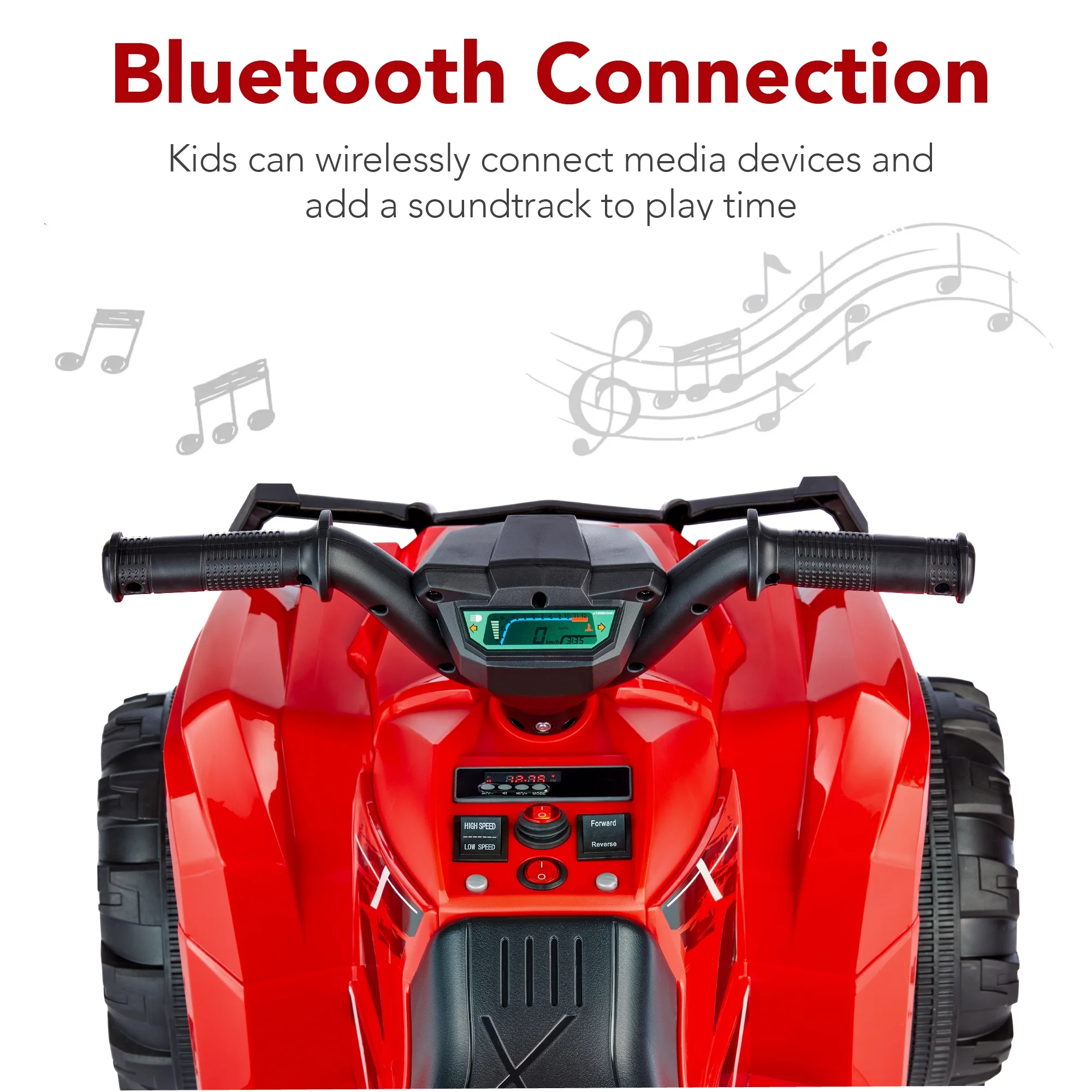 Best Choice Products 12V Kids Ride-On ATV Quad w/ Bluetooth, 2.4mph Max, Treaded Tires, LED Lights, Radio - Black - Inhomebuy