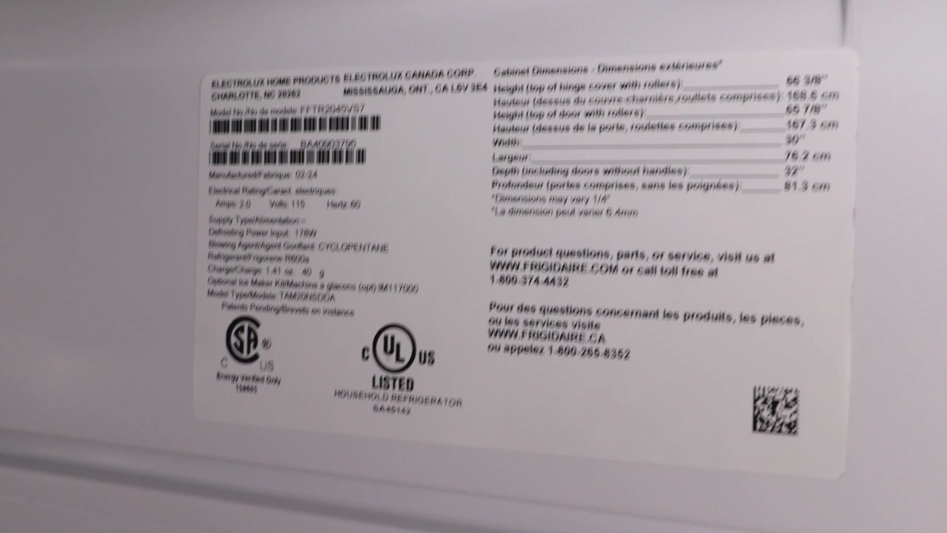 Frigidaire 30 in 20 cu ft. Top-Mount Refrigerator with Auto-Close Doors - FFTR2045VS - Inhomebuy