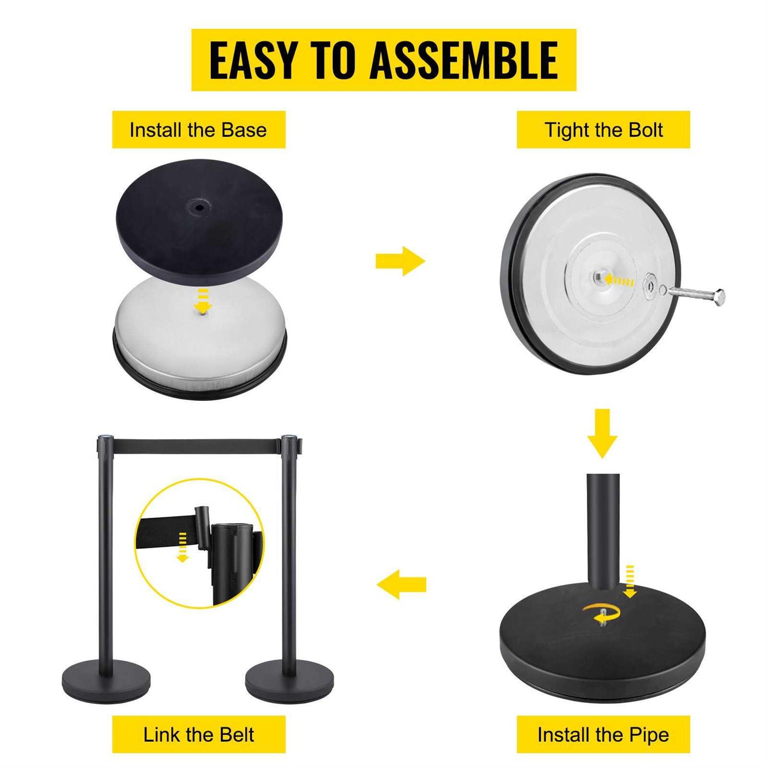 VEVOR Crowd Control Stanchion Set, Stanchion Set with 6.6 ft/2 m - Inhomebuy