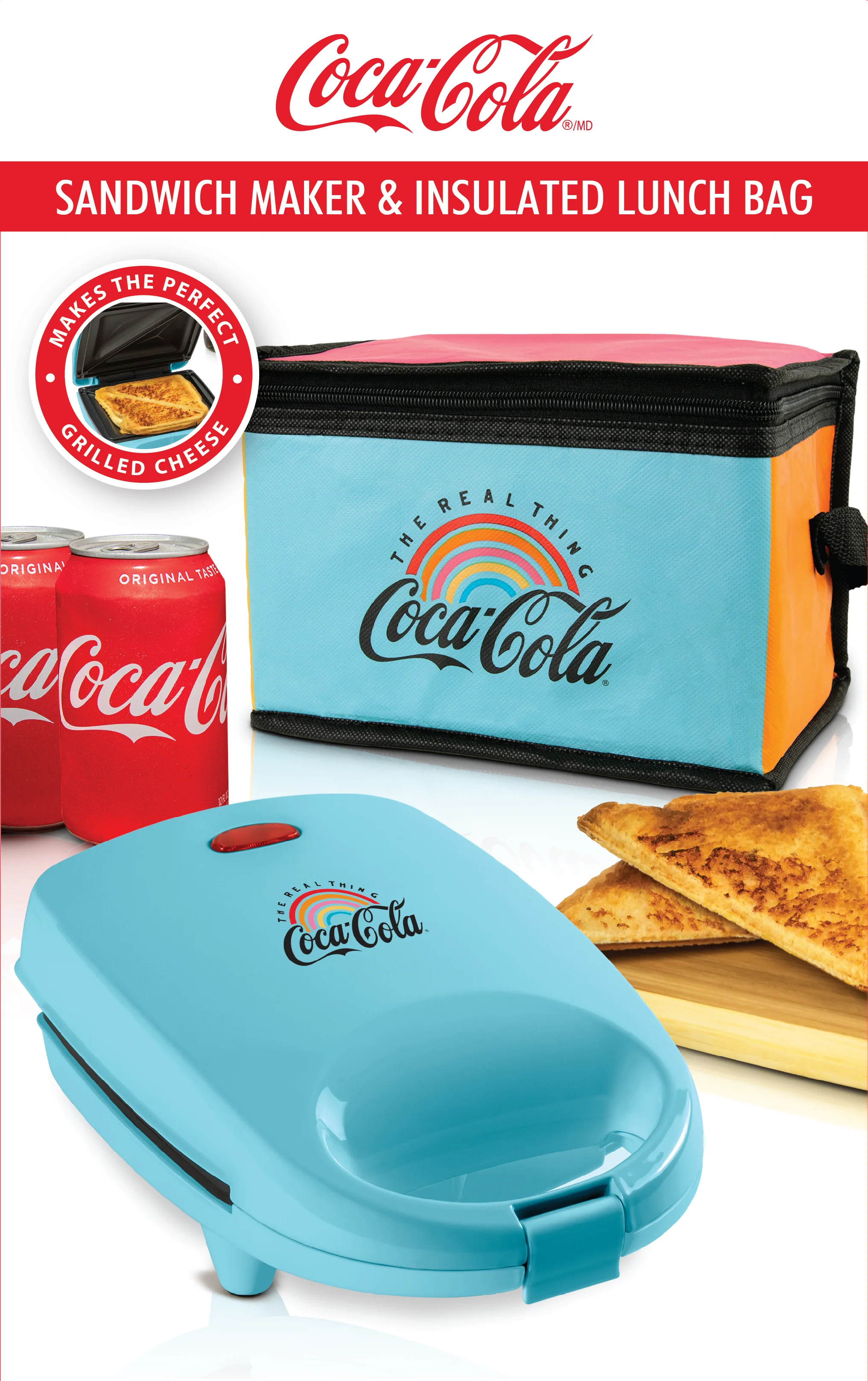Coca-Cola Sandwich Maker with Beverage Cooler Bag - Inhomebuy