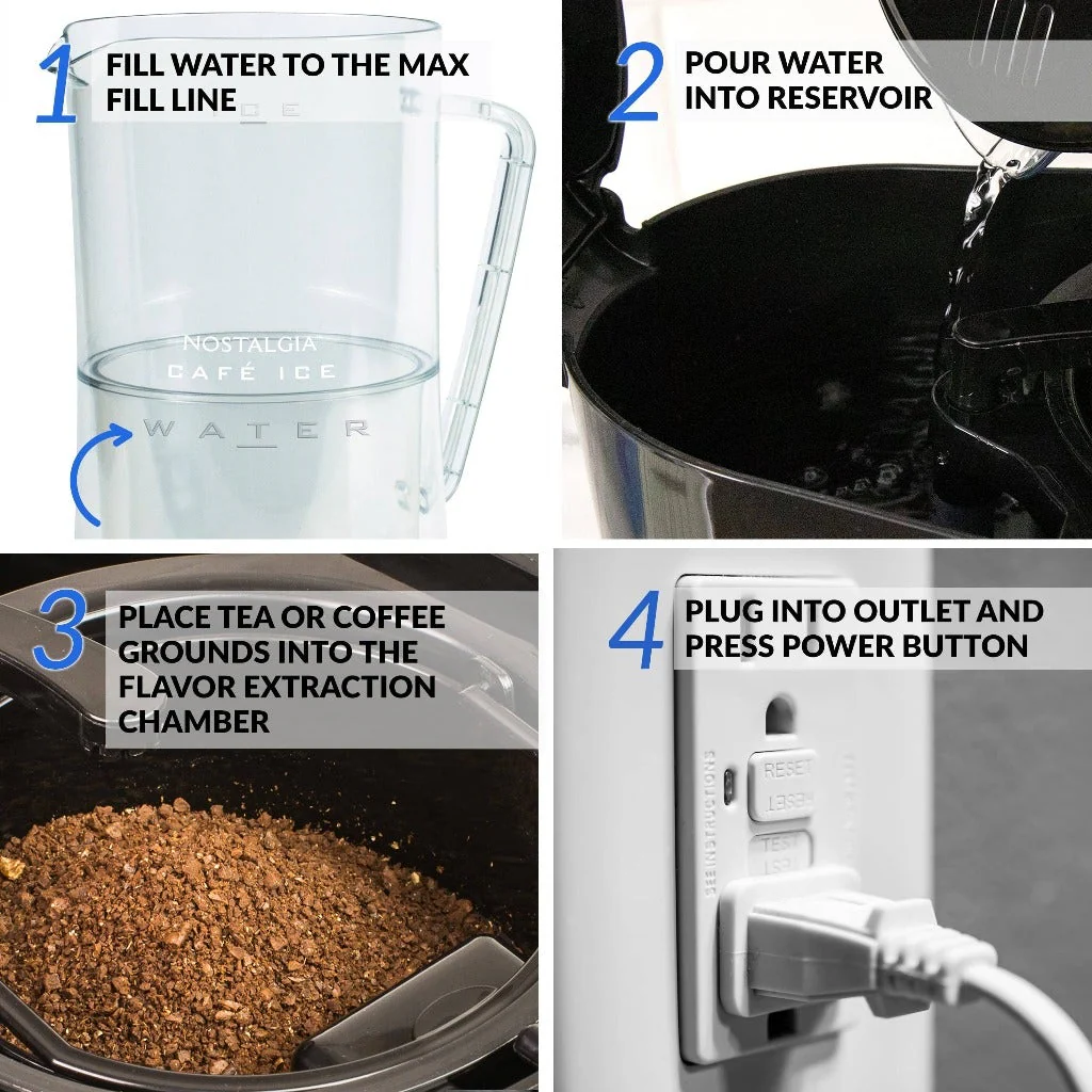 Café' Ice 3-Quart Iced Coffee and Tea Brewing System with Plastic Pitcher, Black - Inhomebuy