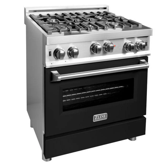 ZLINE 30 in. Professional 4.0 cu. ft. 4 Gas on Gas Range in Black Matte, RG-BLM-30 - Inhomebuy