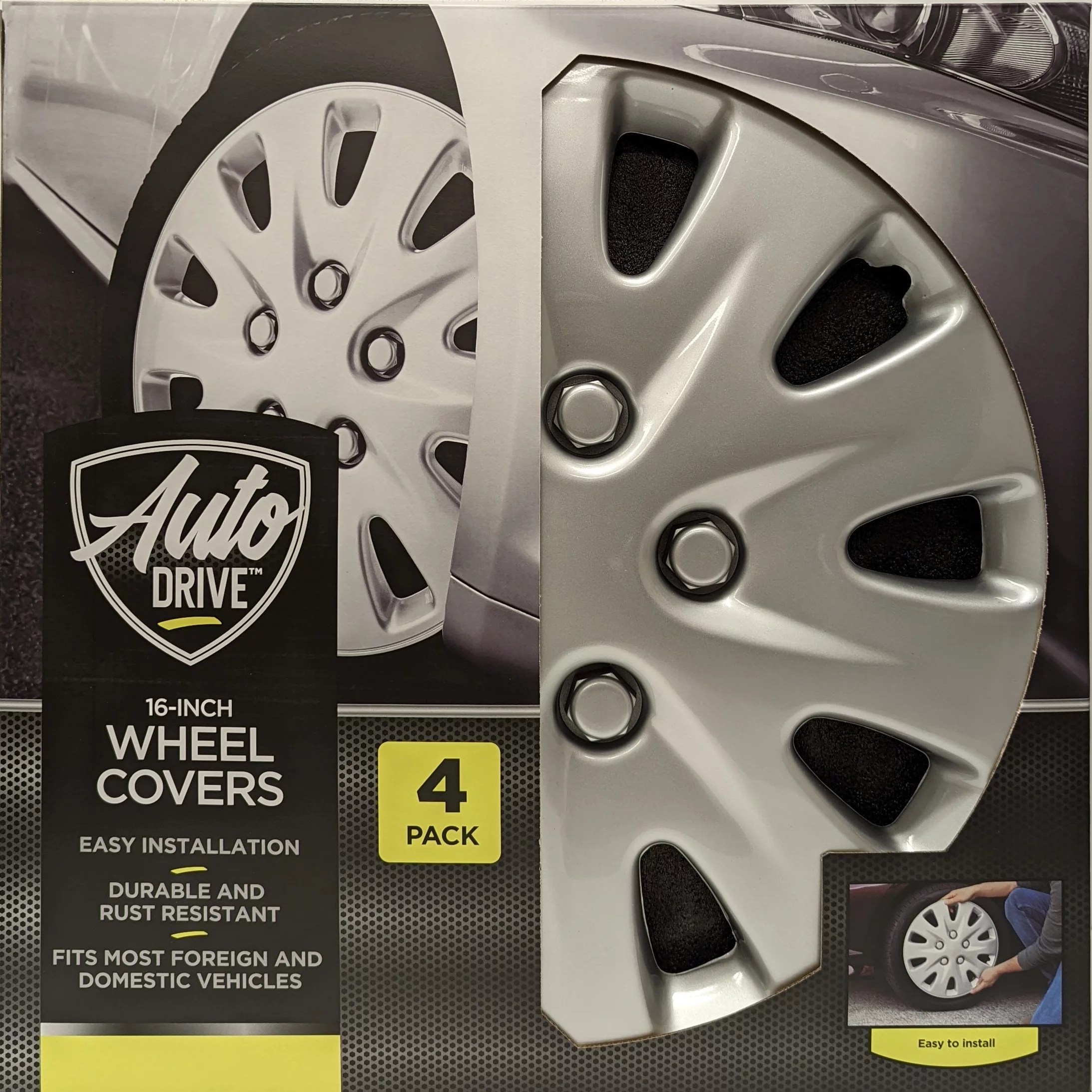 16-in Wheel Cover, Silver Alloy Finish, Auto Drive Brand, ABS Plastic Material, Mfg Part No. KT321-16SL - Inhomebuy
