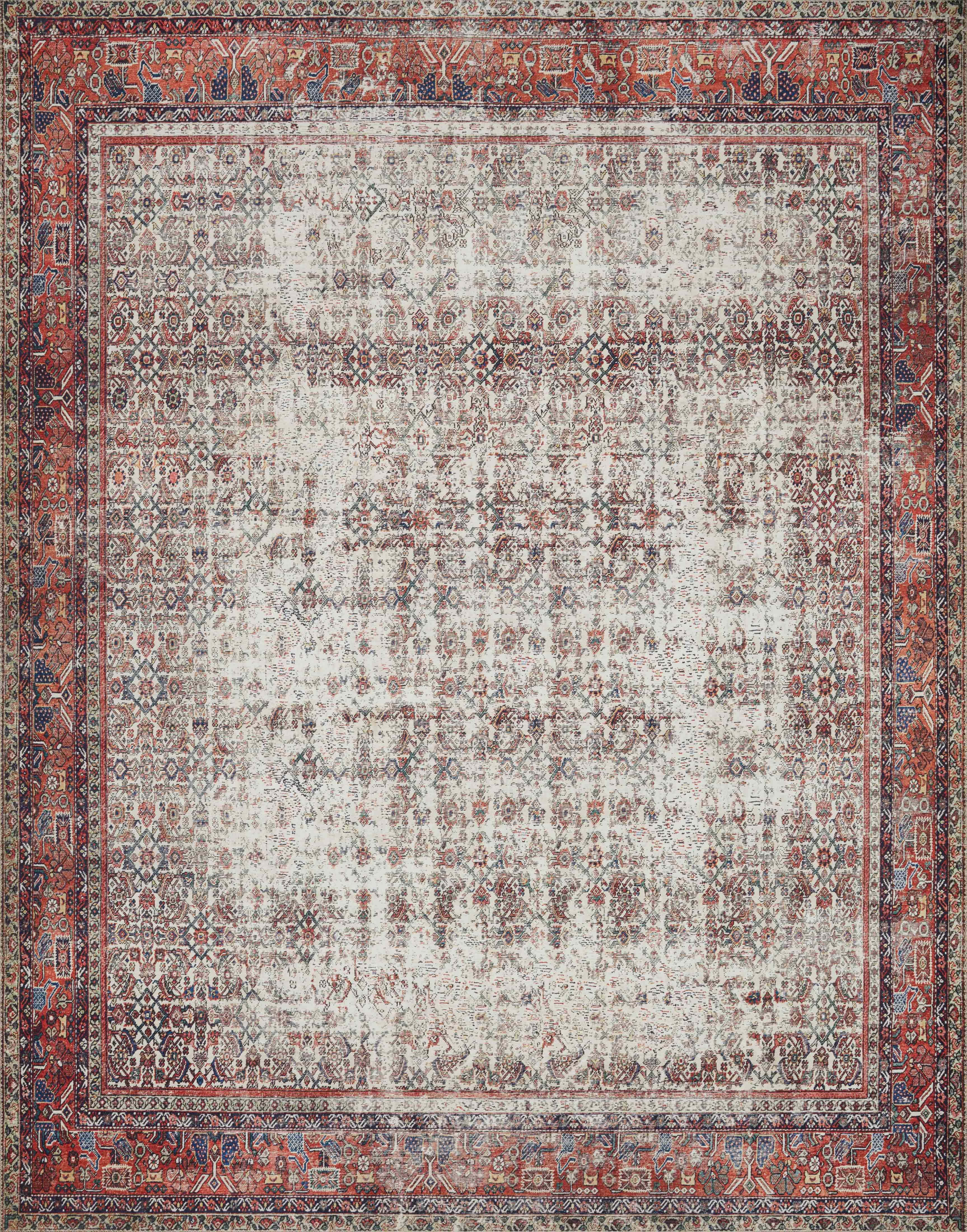 Loloi II Layla Collection Rug in Ivory, Brick - 2'6