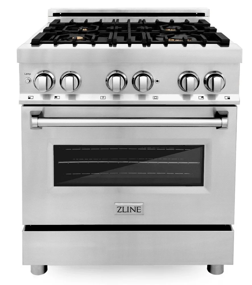 ZLINE 30 in. Professional Gas Burner/Electric Oven Stainless Steel Range with Brass Burners, RA-BR-30 - Inhomebuy