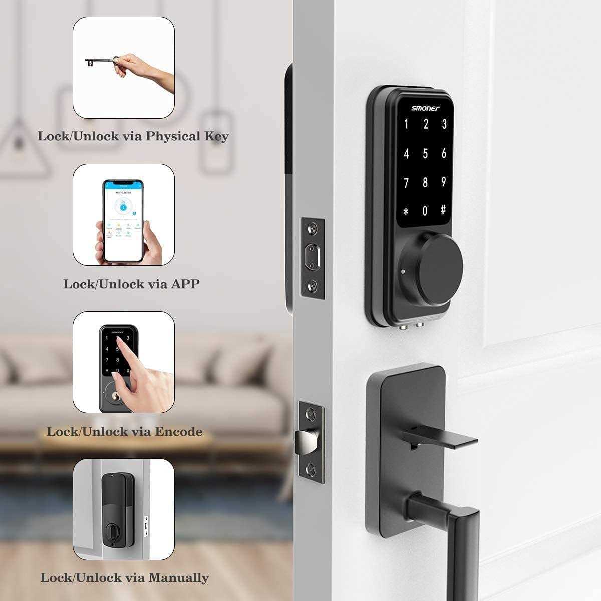 Electronic Deadbolt Door Lock Smart Wireless Anti-Theft Home Security Keyless Deadbolt Access Control System with 4 Remote Control - Inhomebuy