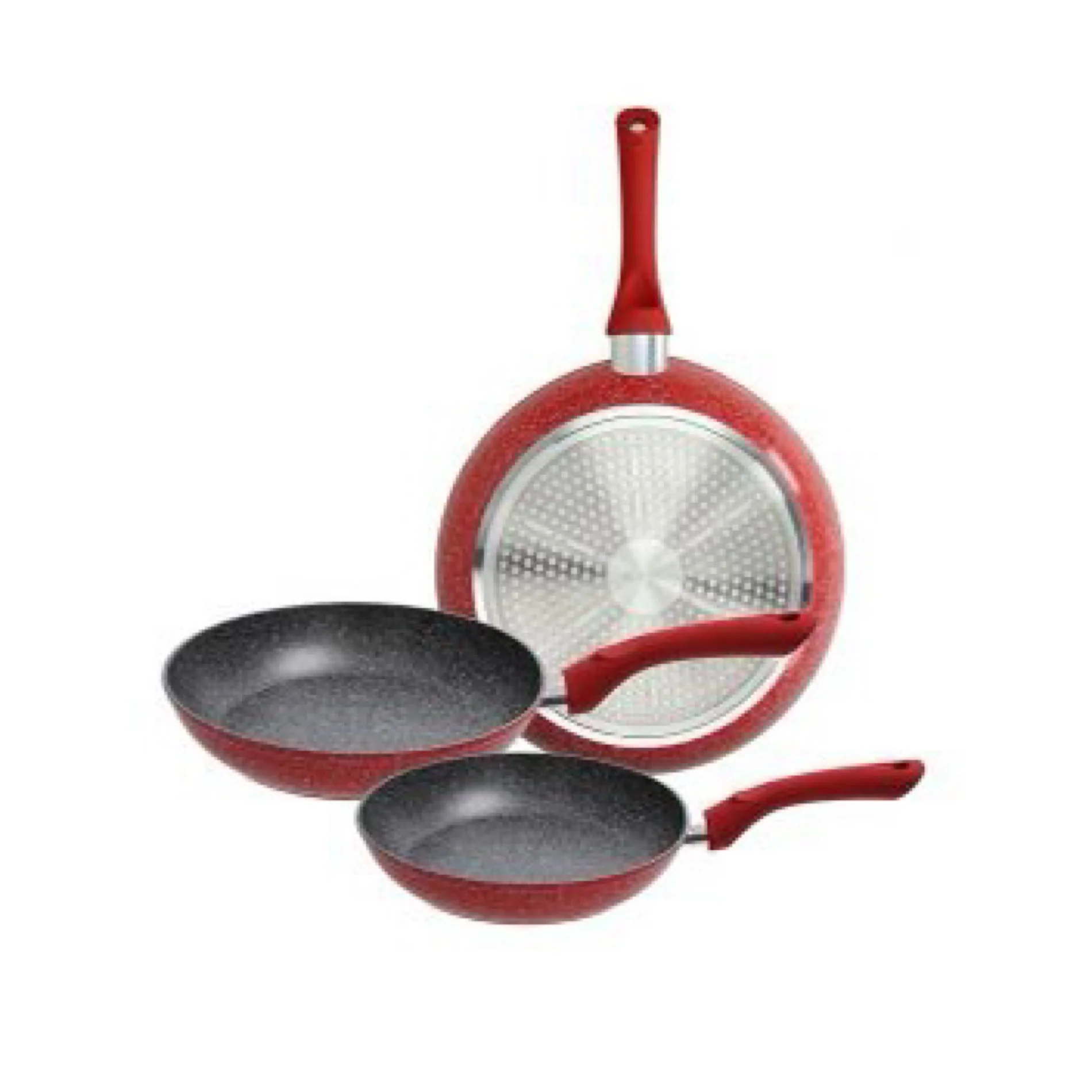 Grancuci Red Stone Set 3 Pans 20/24/28cm - Inhomebuy