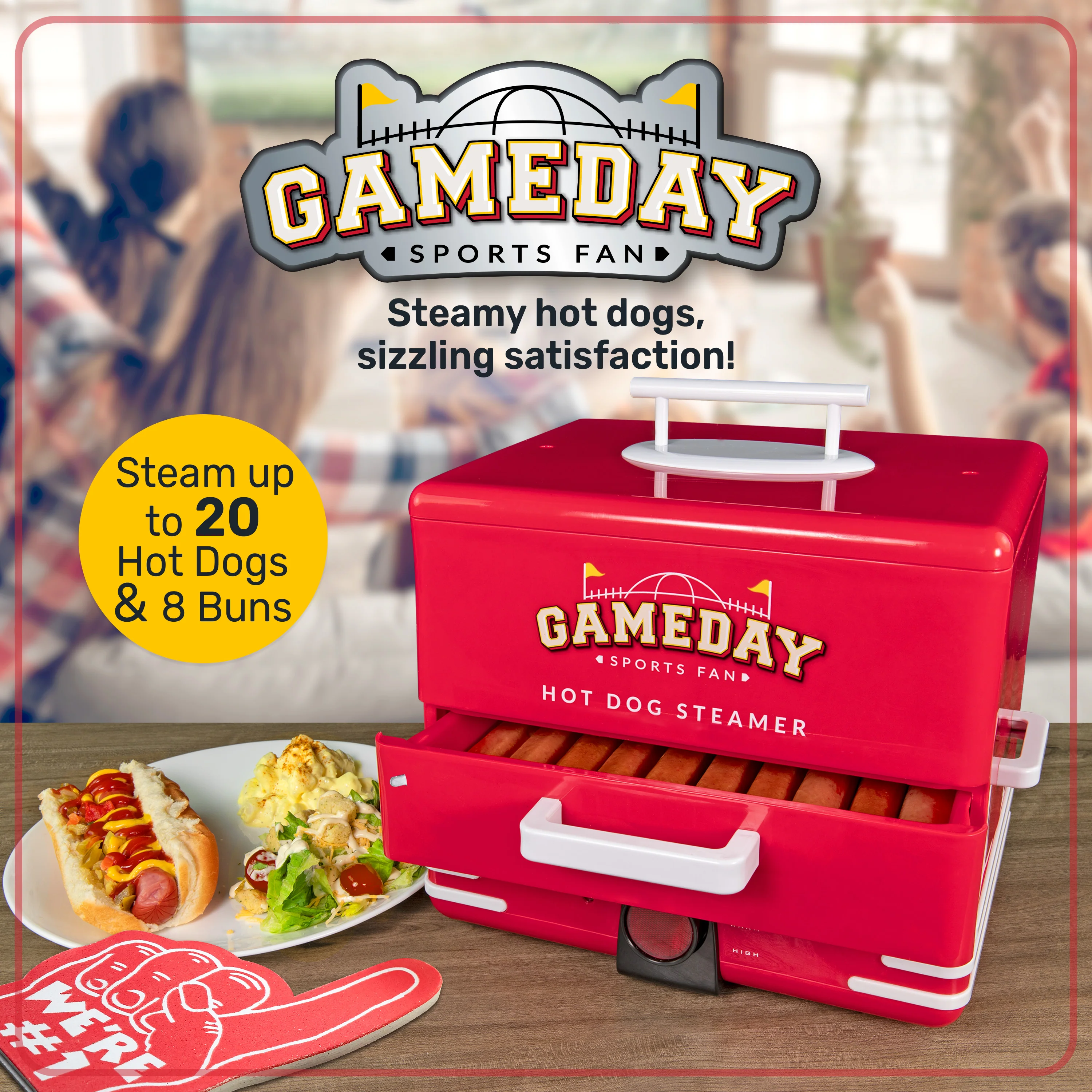 Nostalgia Game Day Hot Dog Steamer and Bun Warmer - Inhomebuy