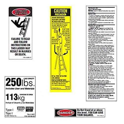 Werner 300 LB Fiberglass Step Ladder Label Kits - Inhomebuy