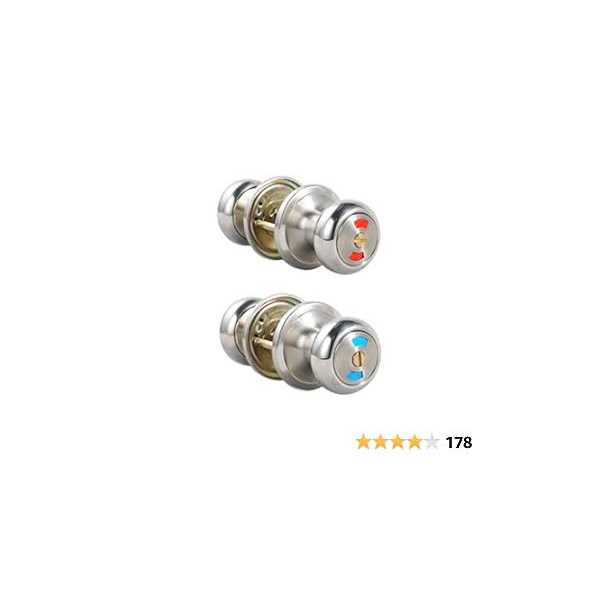 Mutex Bathroom Door Lock Knob, Color Indicator for Vacant or Occupied in Use Restroom - Inhomebuy