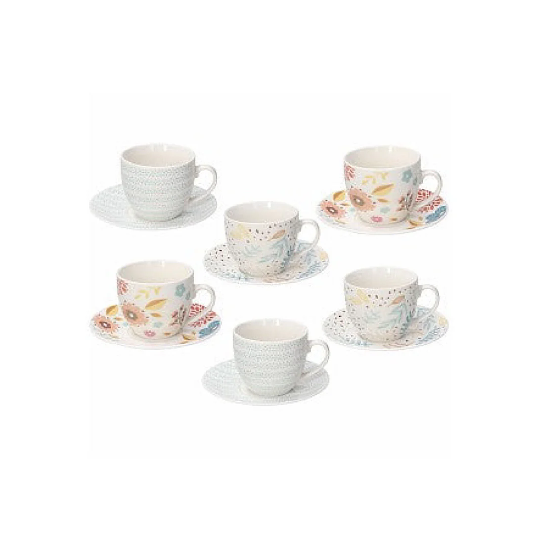 Iris Naif Tea Cup and Saucer Set 6 - Inhomebuy
