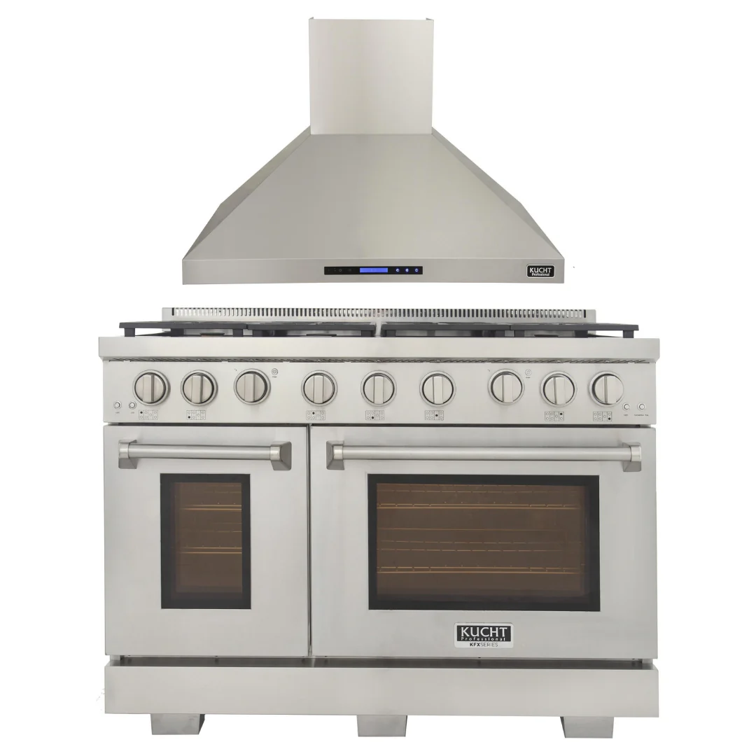 Kucht Appliance Package - 48 in. Natural Gas Range in Stainless Steel and Wall Range Hood, AP-KFX480 - Inhomebuy