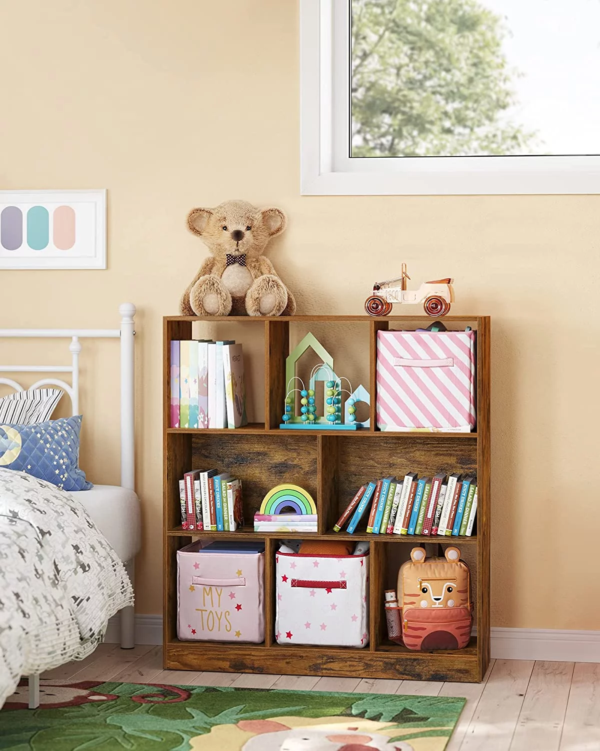 VASAGLE 8-Cube Storage Organizer Bookcase Book Shelf Storage Cabinet White - Inhomebuy