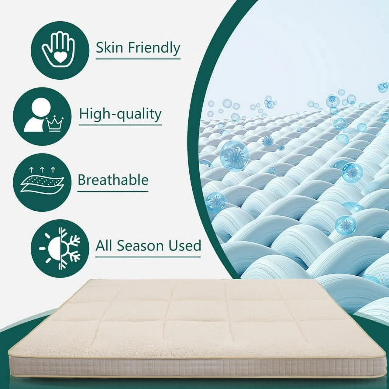 ABORON Japanese Floor Mattress, Upgraded Reversible Winter Futon Mattress Foam Mattress, 4
