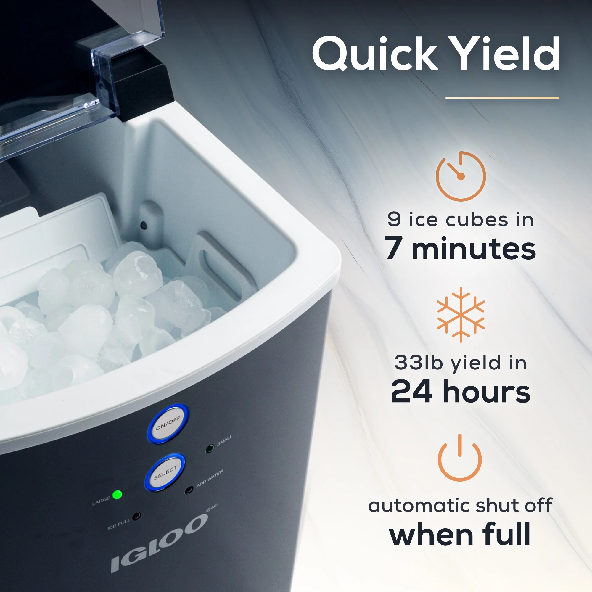 Igloo 33-Pound Automatic Portable Countertop Ice Maker Machine, Black - Inhomebuy