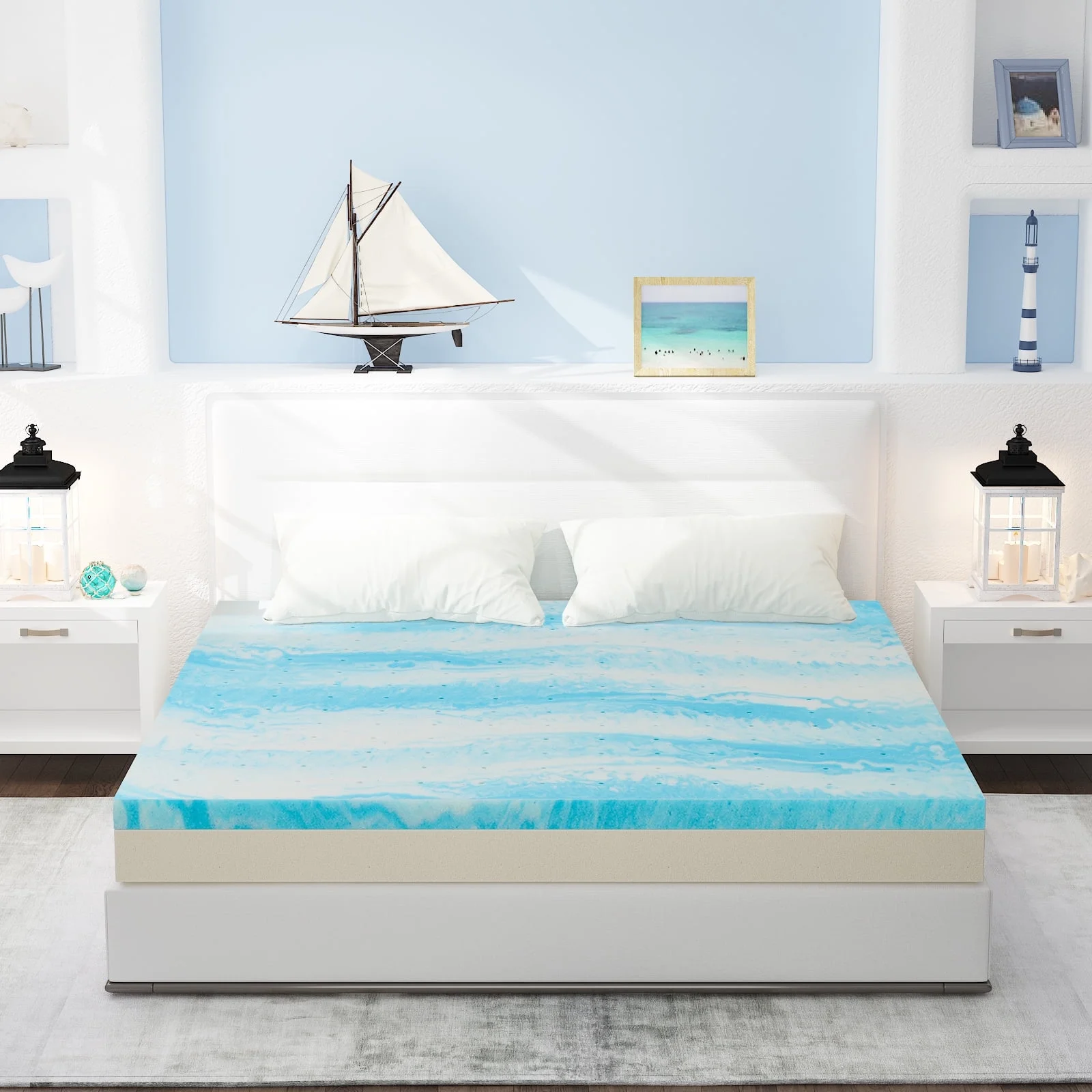 Yangming 2 Inch Twin Size Cool Gel Memory Foam Mattress Topper - Inhomebuy