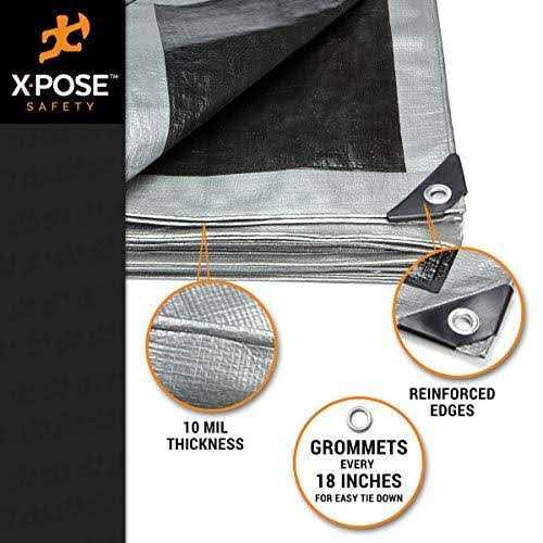 Xpose Safety Heavy Duty Poly Tarp 10 Mil Thick Waterproof, UV Blocking Protective Cover - Inhomebuy