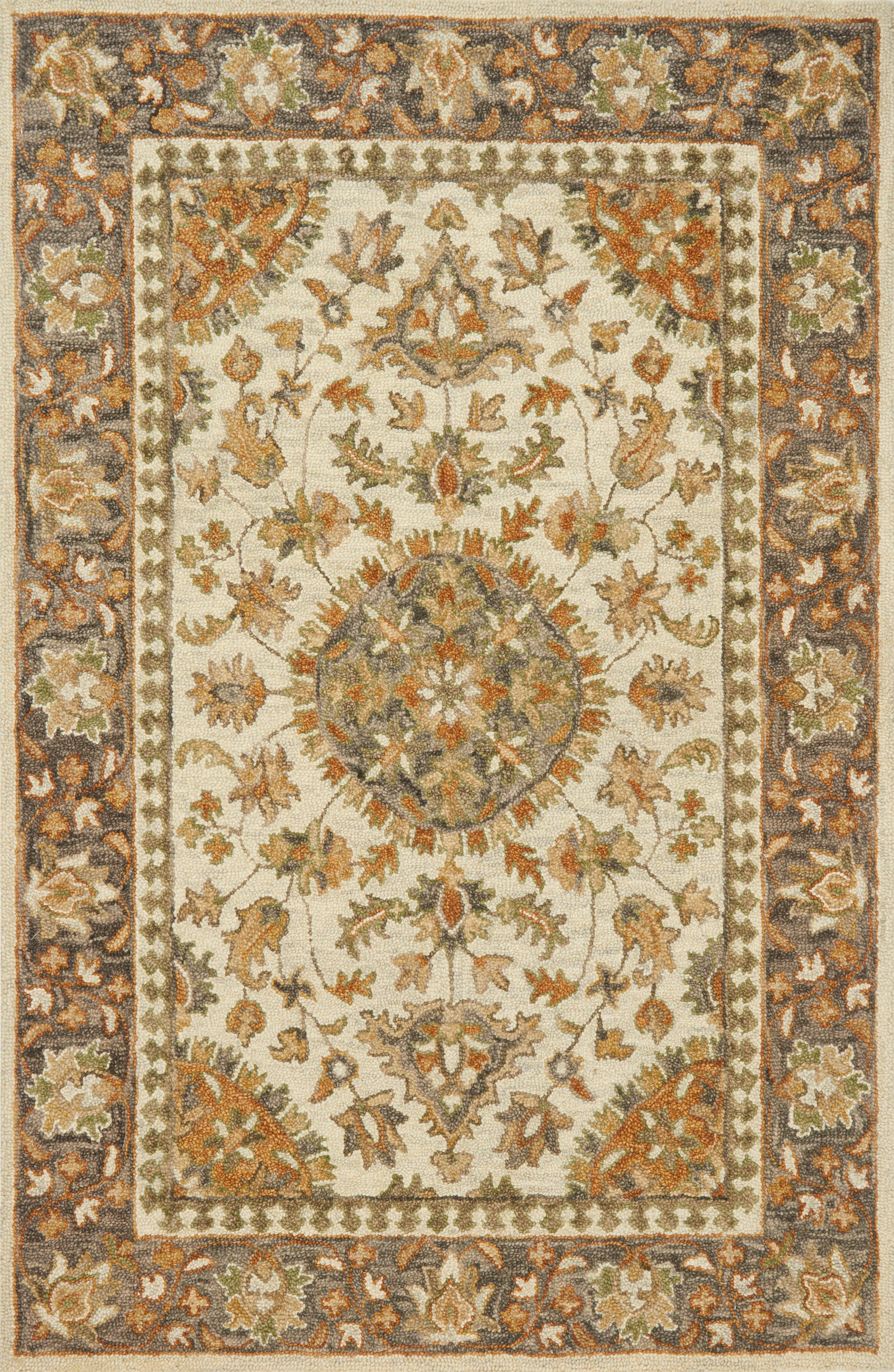 Loloi Rugs Victoria Collection Rug in Ivory, Charcoal - 9'3