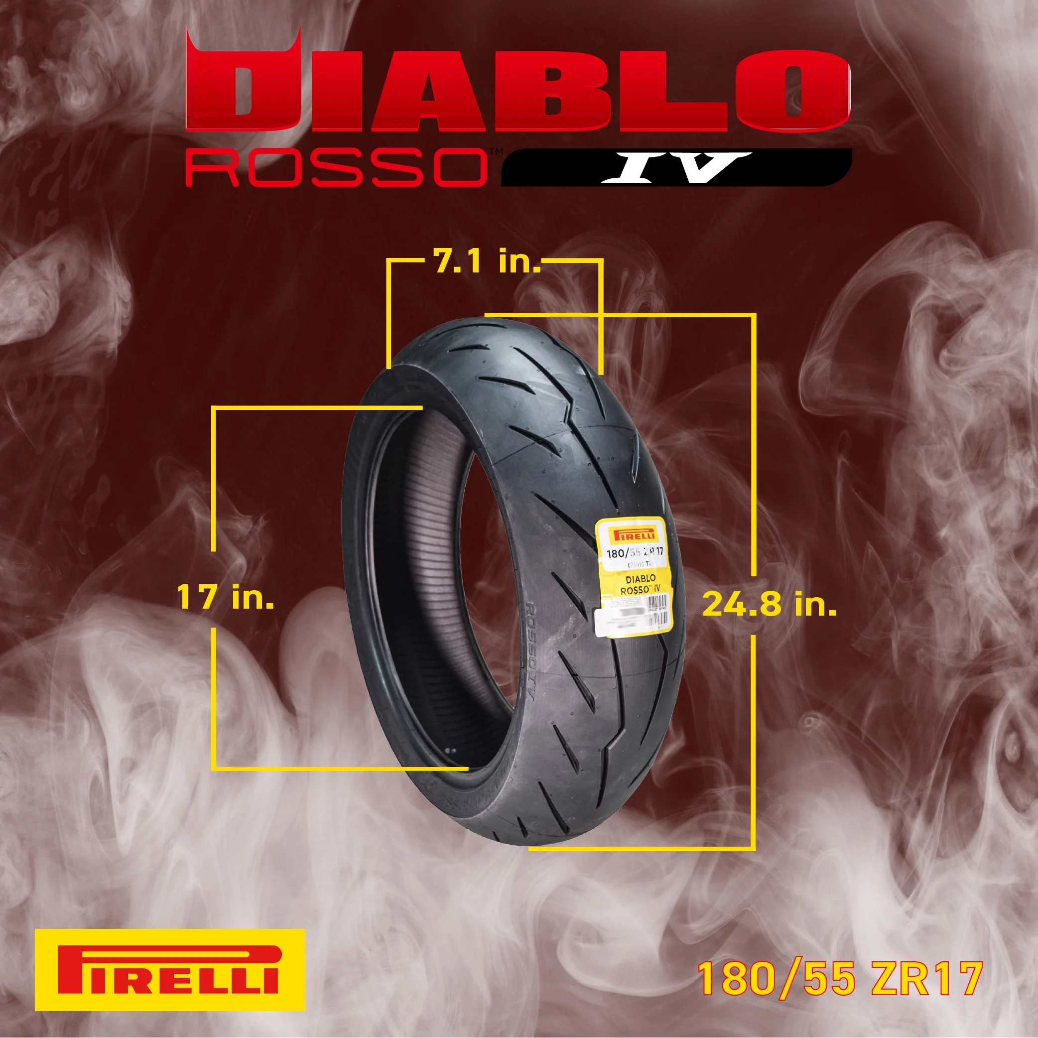 Pirelli Diablo Rosso IV Street Sport 120/70ZR17 58W TL Front Motorcycle Tire 120/70-17 Rosso 4 - Inhomebuy