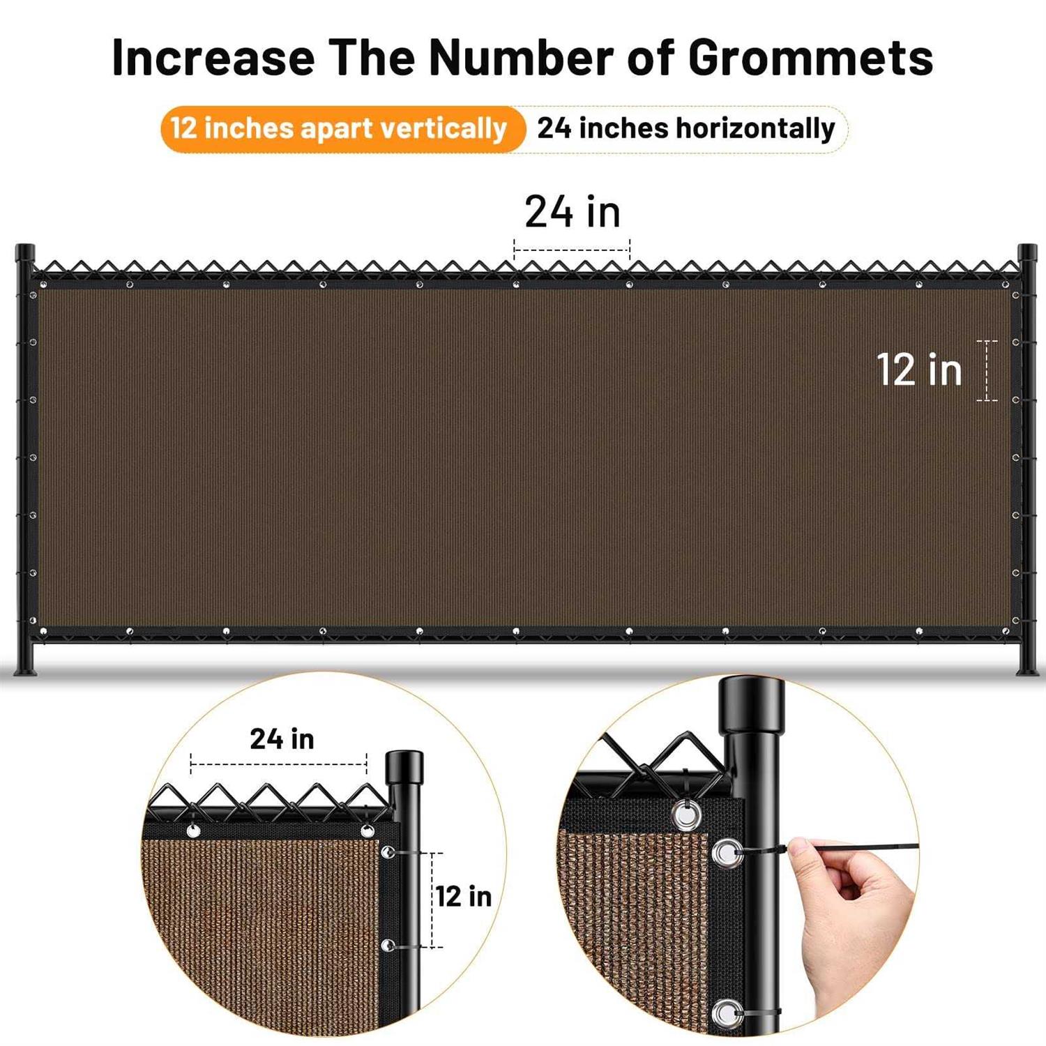 Winpull 6FT x 50FT Privacy Screen Fence Heavy Duty 170GSM Fencing Mesh Shade Net Cover Nickel-Plated Copper Grommets - Inhomebuy