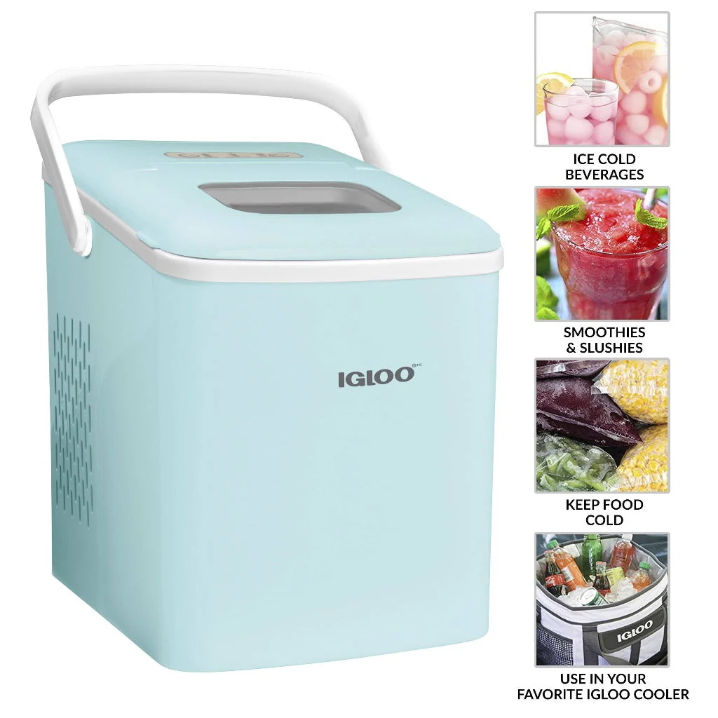 IGLOO® 26-Pound Automatic Self-Cleaning Portable Countertop Ice Maker Machine With Handle, Aqua - Inhomebuy