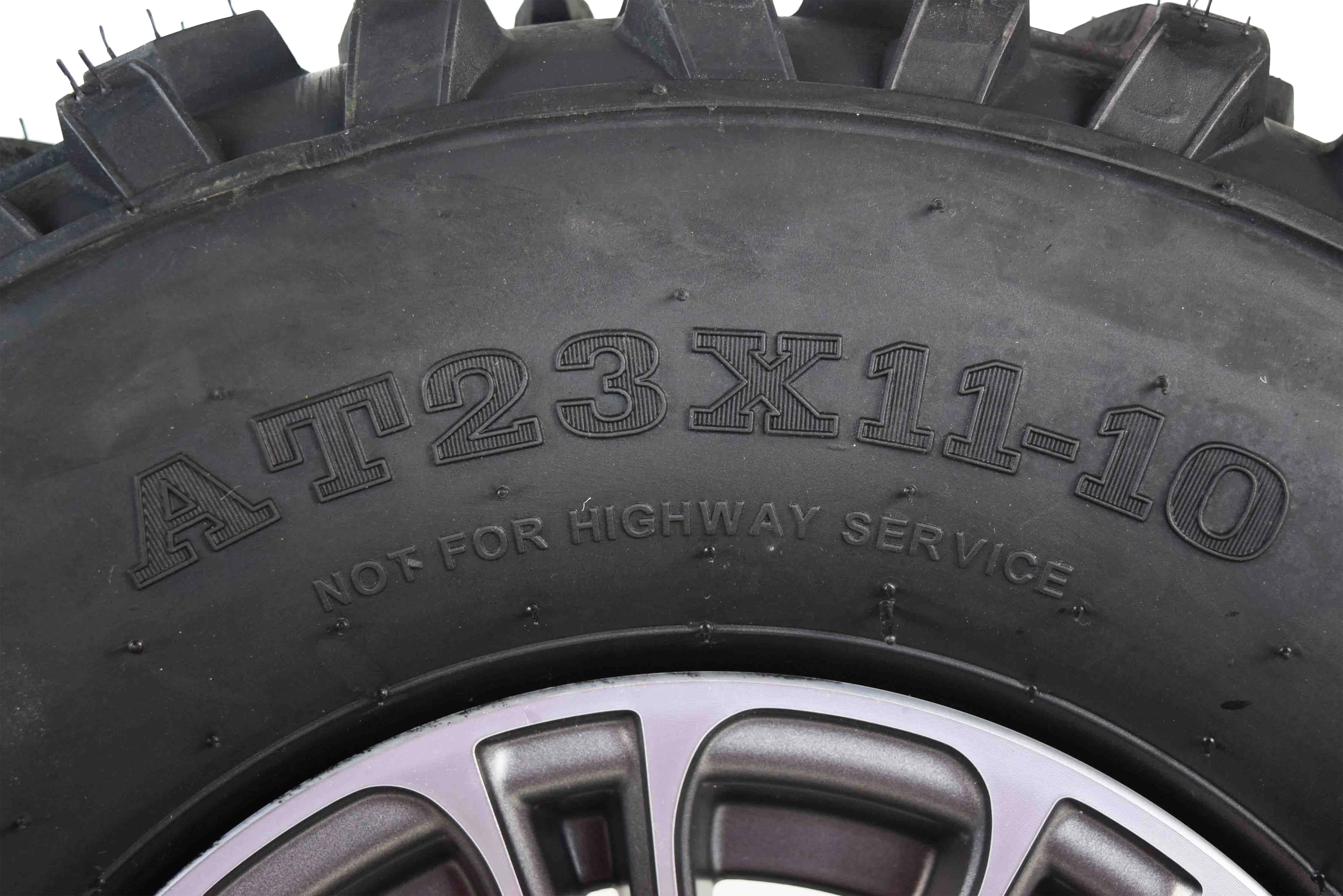 MASSFX 23x11-10 6 Ply Golf Cart Tire 23x11x10 & Gun Metal Wheel Kit A238 10x7 4/101.6 - Inhomebuy