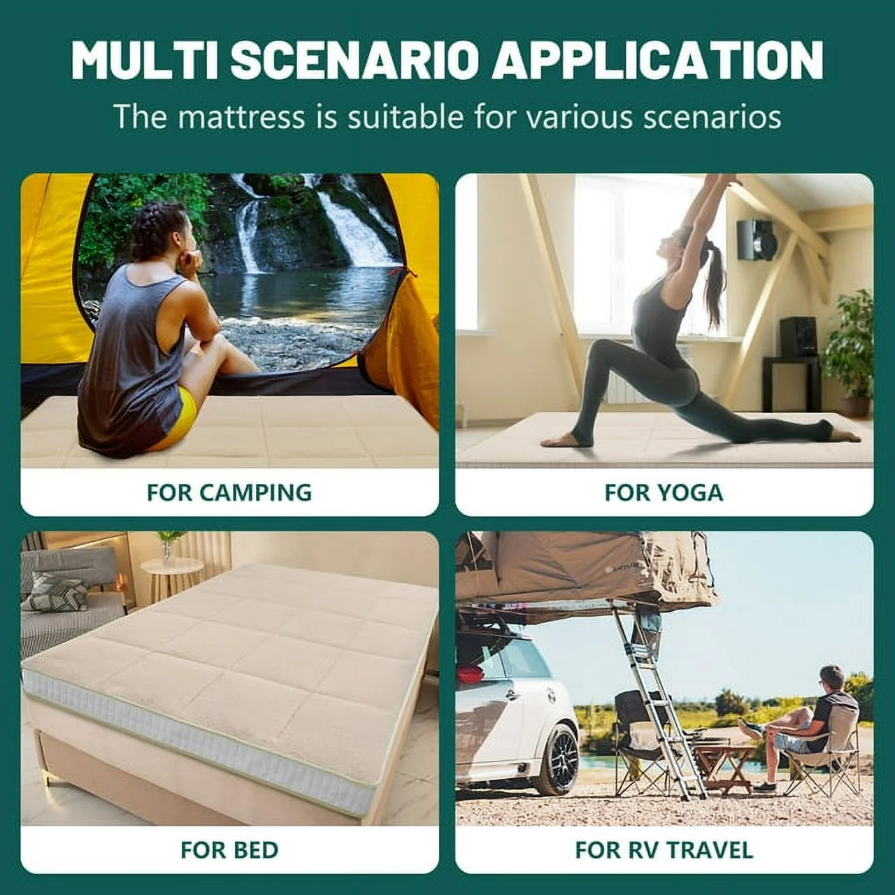 ABORON Japanese Floor Mattress, Upgraded Reversible Winter Futon Mattress Foam Mattress, 4