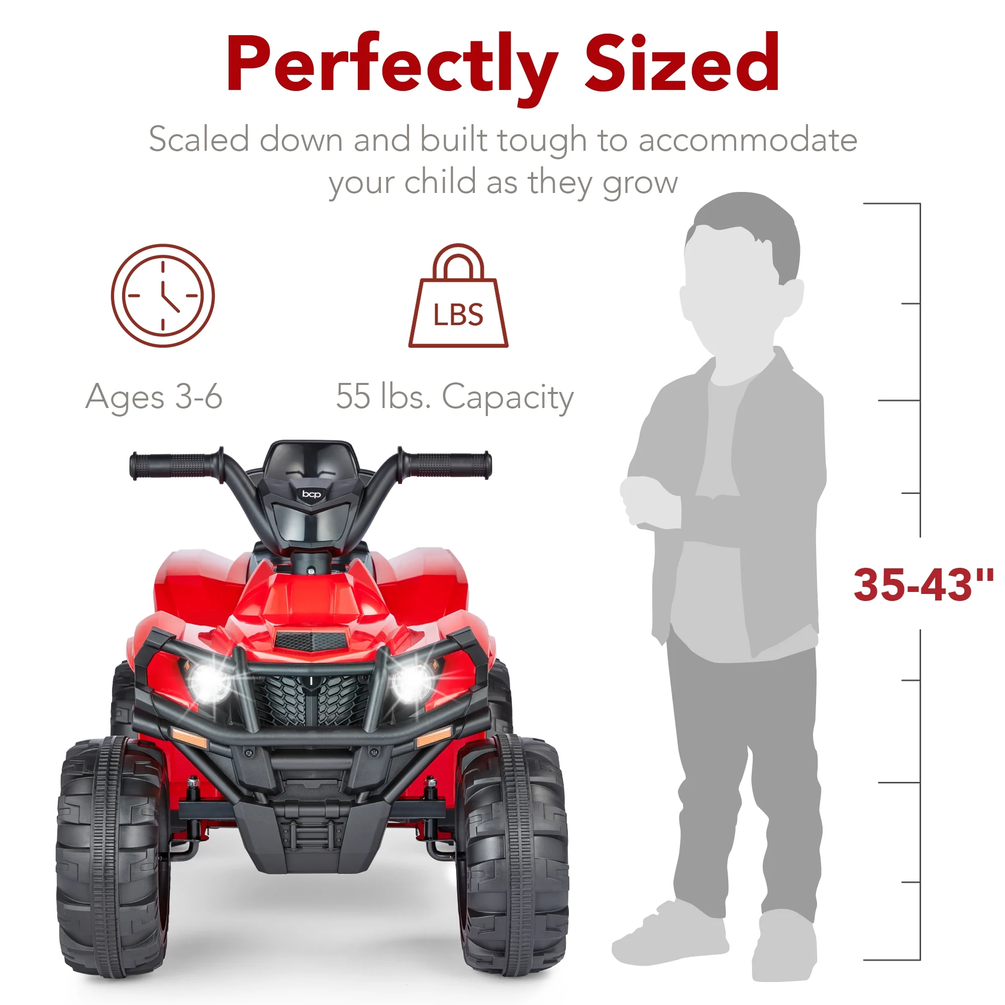 Best Choice Products 12V Kids Ride-On ATV Quad w/ Bluetooth, 2.4mph Max, Treaded Tires, LED Lights, Radio - Black - Inhomebuy