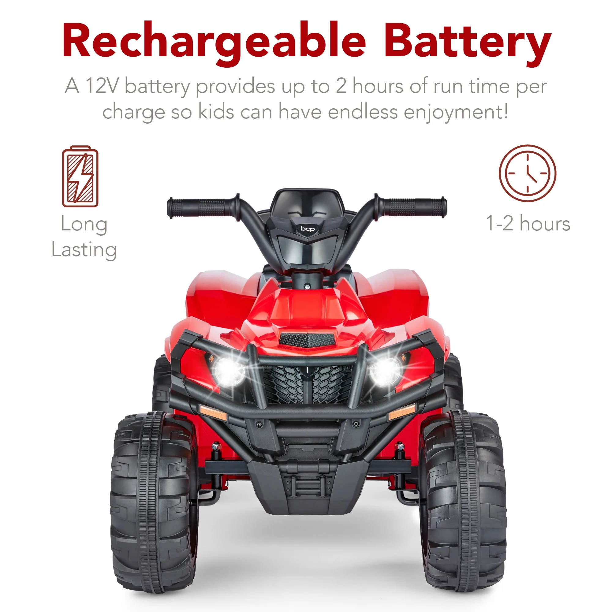 Best Choice Products 12V Kids Ride-On ATV Quad w/ Bluetooth, 2.4mph Max, Treaded Tires, LED Lights, Radio - Black - Inhomebuy