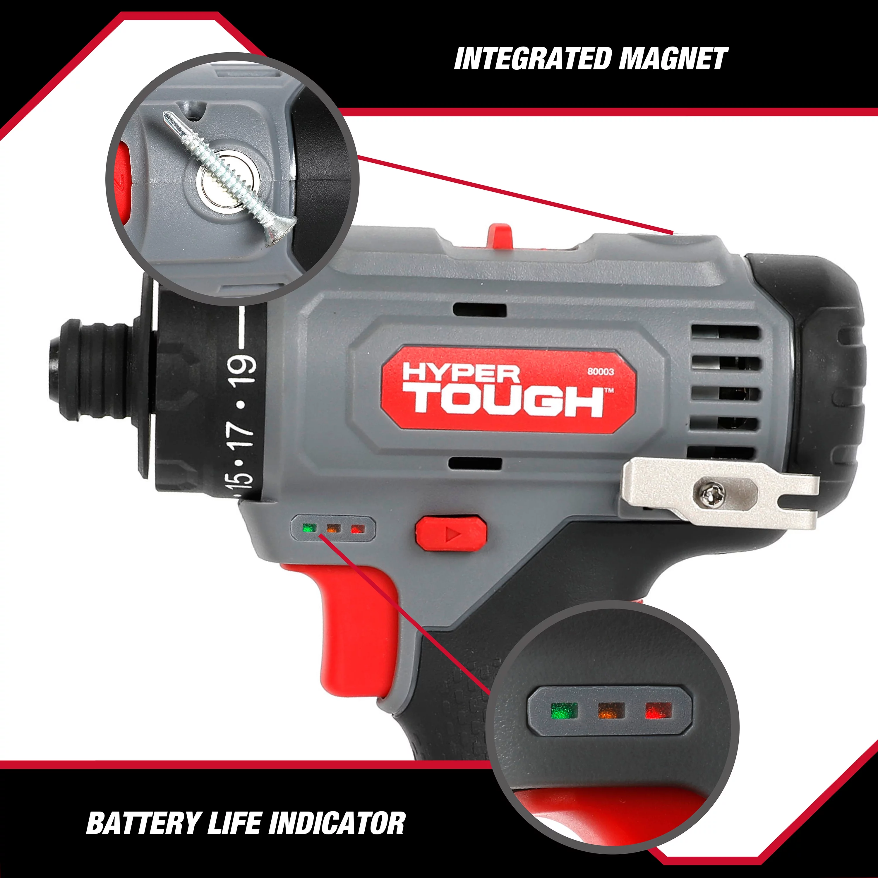 Hyper Tough 12V Max Lithium-Ion 3-in-1 Multi-Head Power Drill Set with 1.5Ah Battery and Charger, 80003 - Inhomebuy