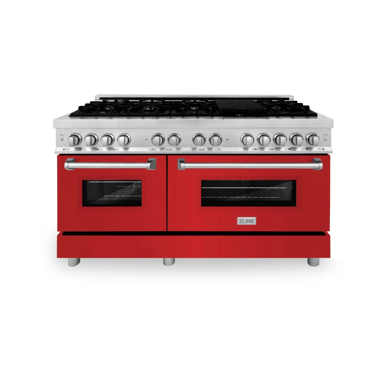 ZLINE 60 In. Professional Dual Fuel Range in Stainless Steel with Red Matte Door, RA-RM-60 - Inhomebuy