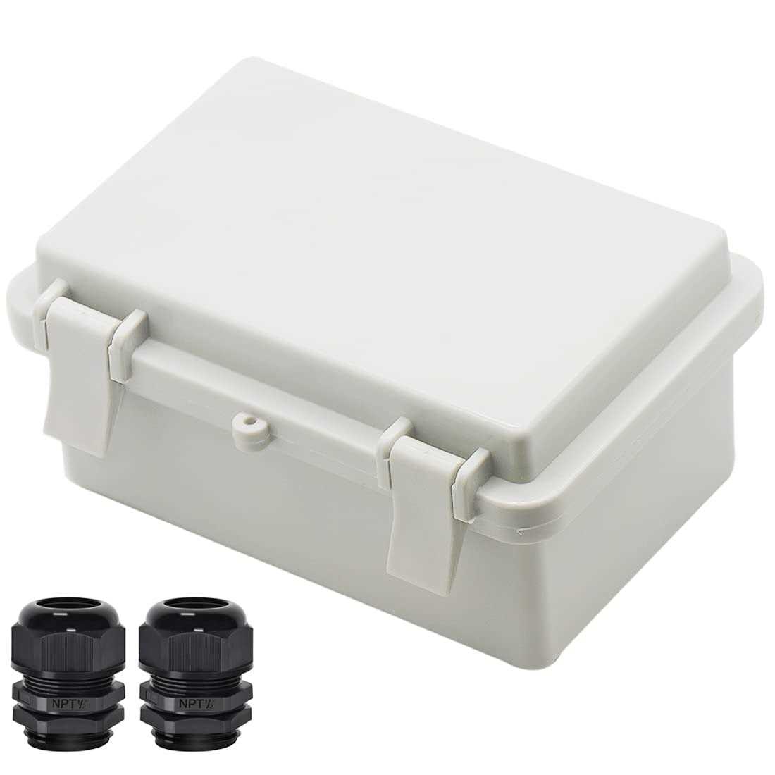 Zulkit Junction Box ABS Plastic Dustproof Waterproof IP65 Electrical Boxes Hinged Shell Outdoor Universal Project Enclosure Clear Cover with 2 Cable - Inhomebuy
