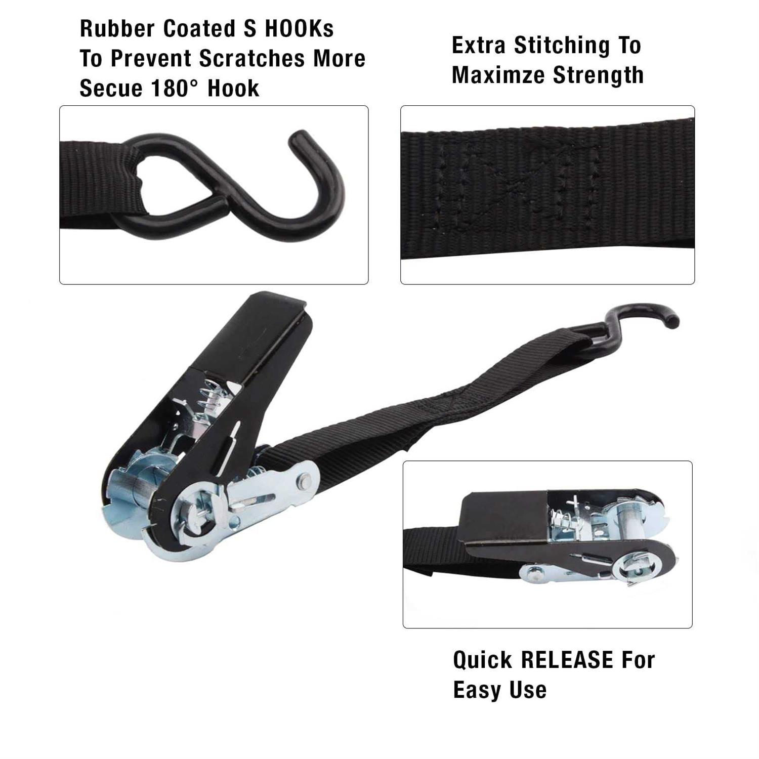 XSTRAP STANDARD Ratchet Tie Down Straps 8PK 1 x 10 ft - Inhomebuy