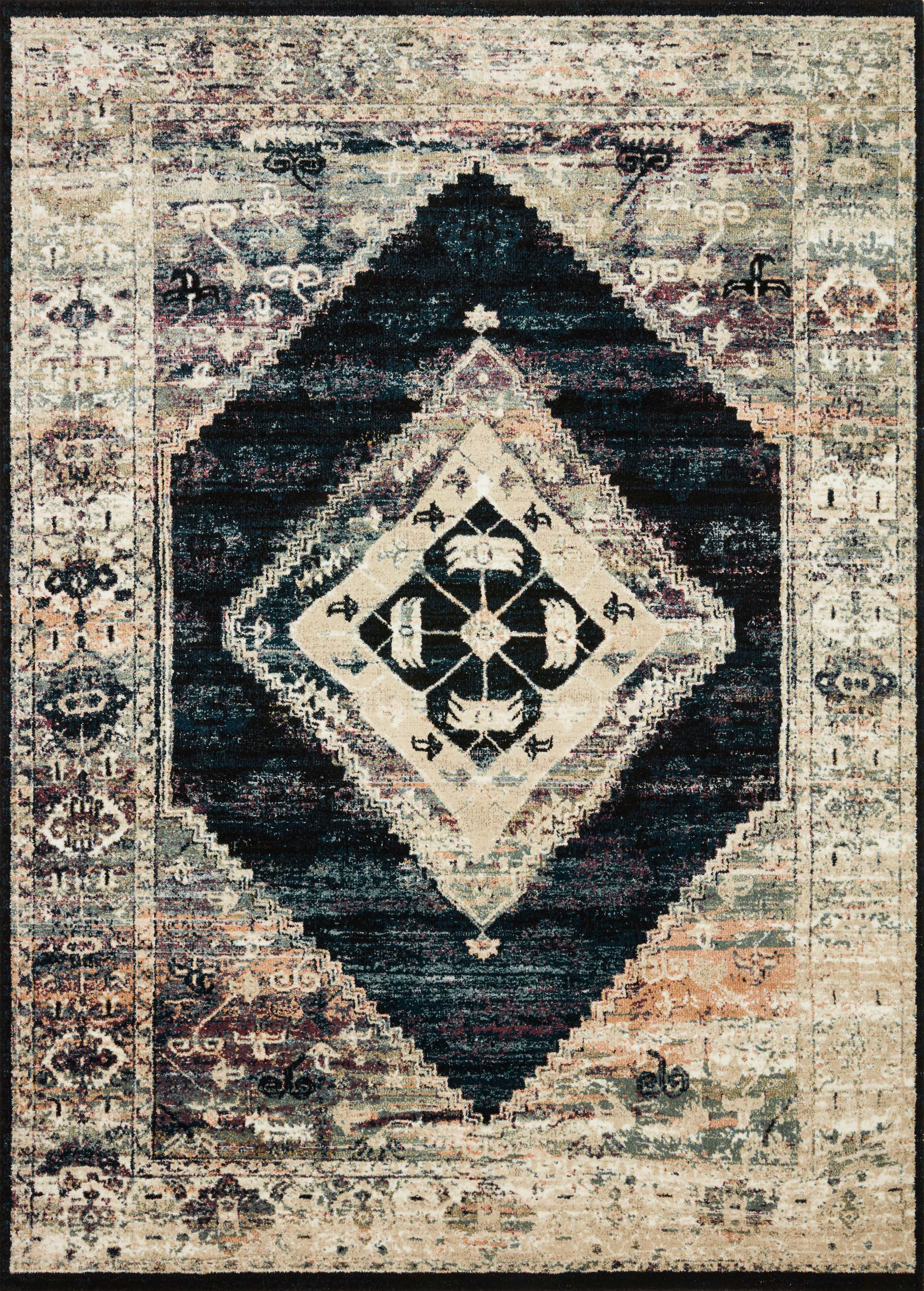 Loloi Rugs Jasmine Collection Rug in Ink, Multi - 7'10