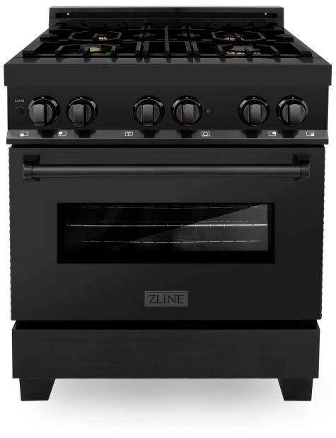 ZLINE 30 in. Professional Gas Burner/Electric Oven in Black Stainless Steel with Brass Burners, RAB-BR-30 - Inhomebuy