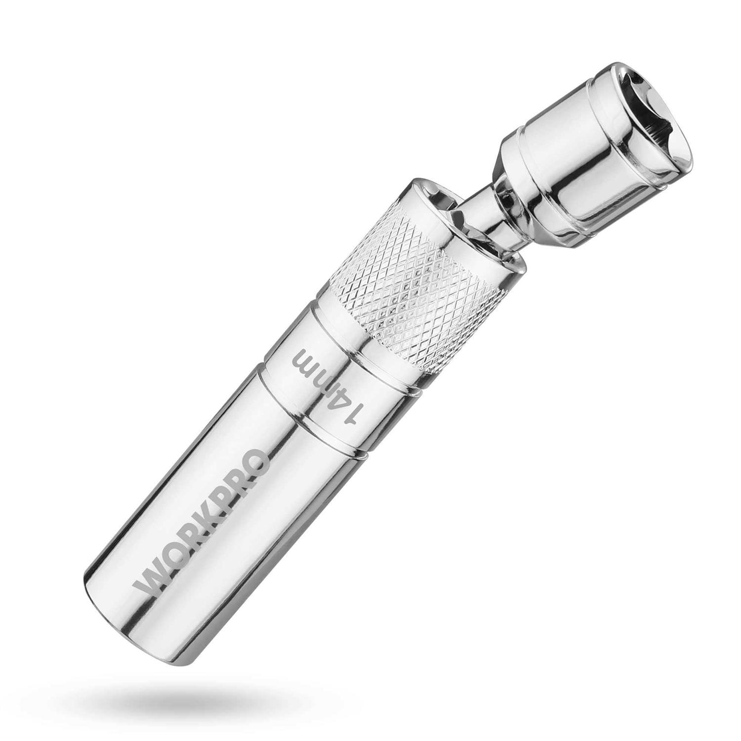 WORKPRO Magnetic Swivel Spark Plug Socket 3/8 Drive x Total Length - Inhomebuy