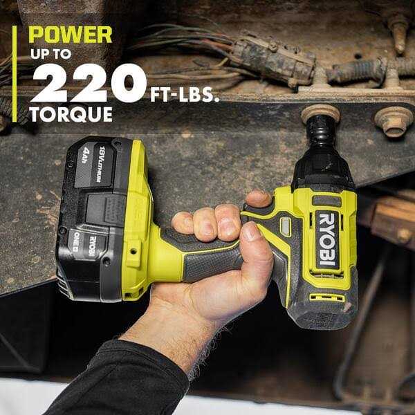 RYOBI ONE+ 18V Cordless 1/2 in. Impact Wrench Kit with 4.0 Ah Battery and Charger PCL265K1 - Inhomebuy