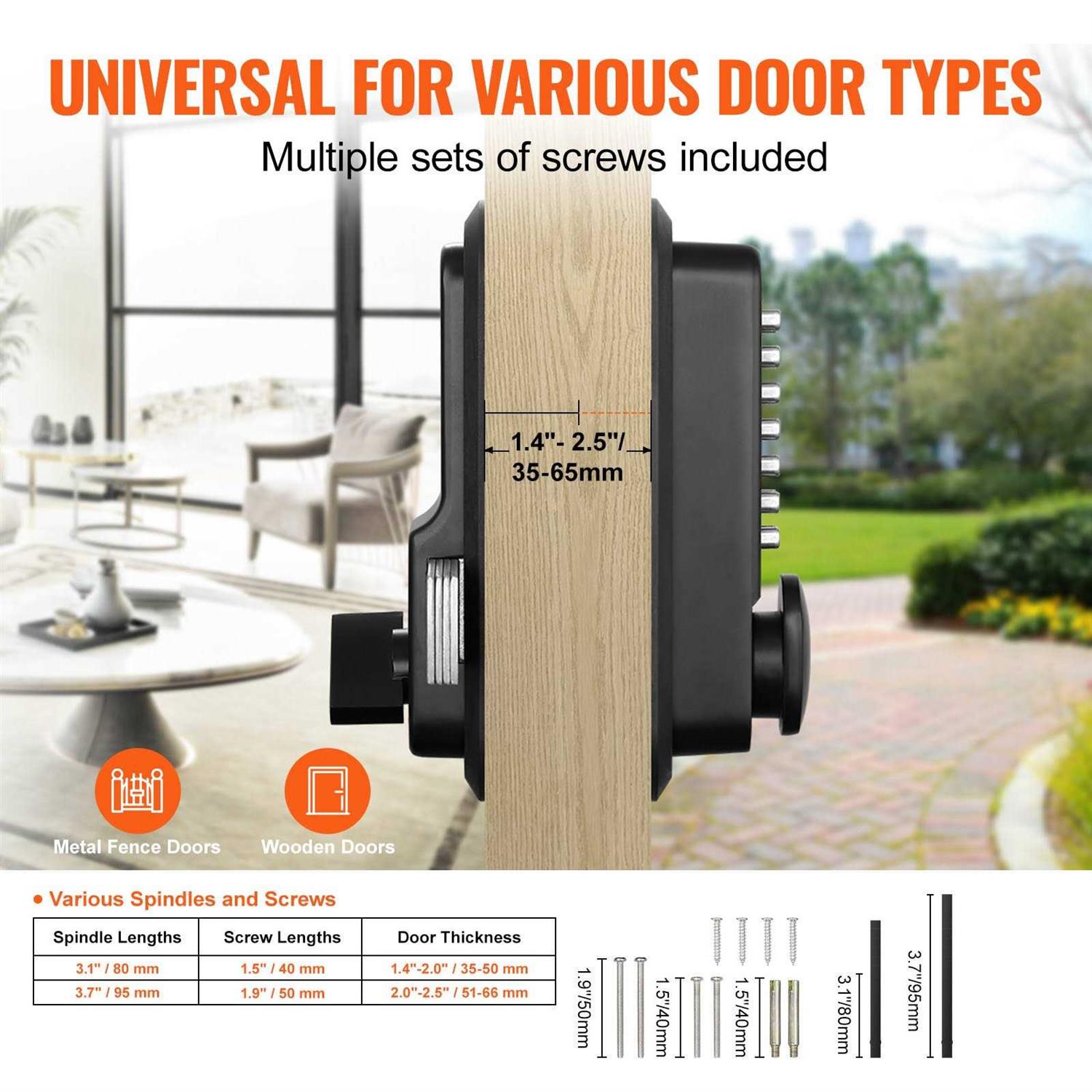 VEVOR Mechanical Keyless Entry Door Lock 14 Digit Keypad Water-proof Zinc Alloy - Inhomebuy