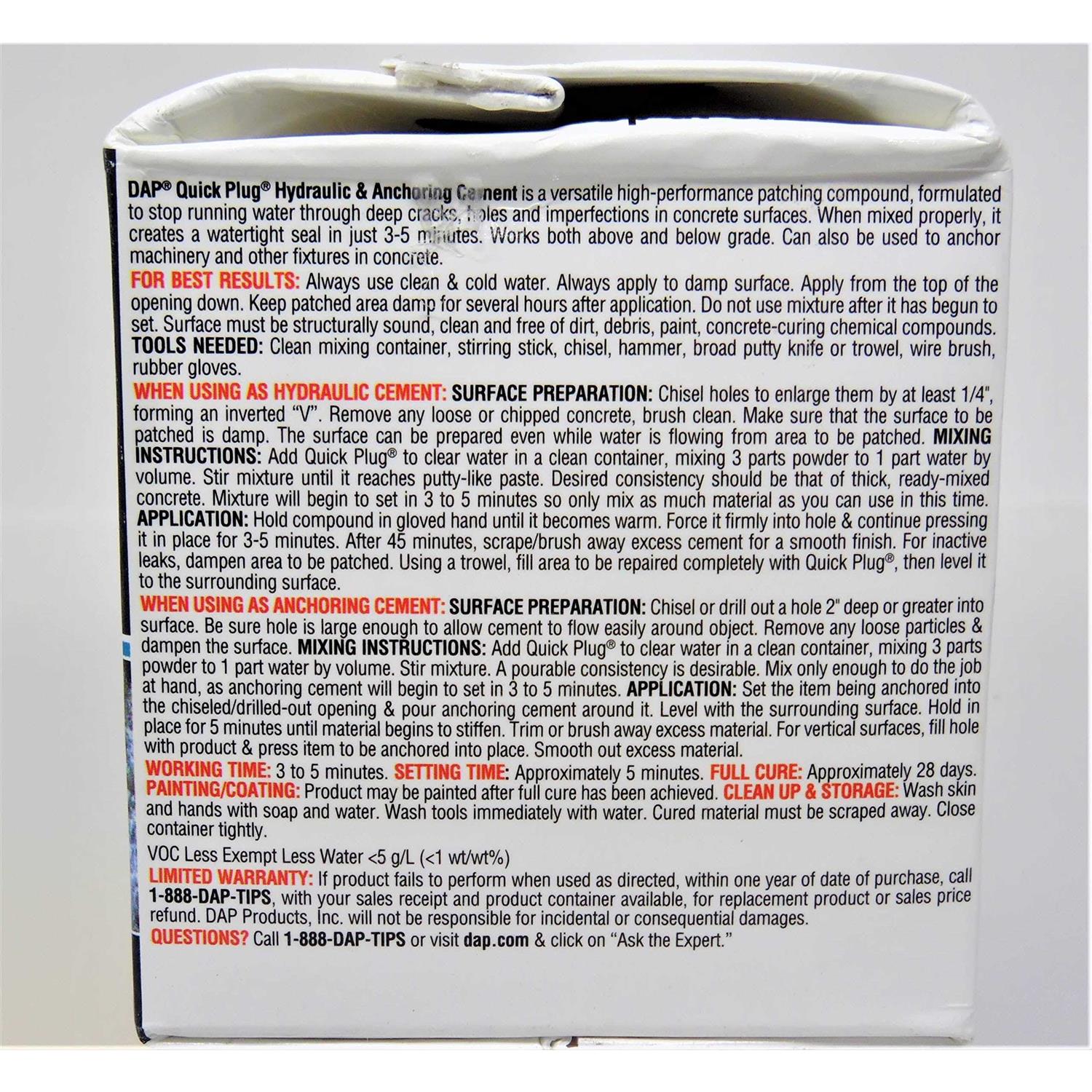 Dap Quick Plug Hydraulic Cement - Inhomebuy