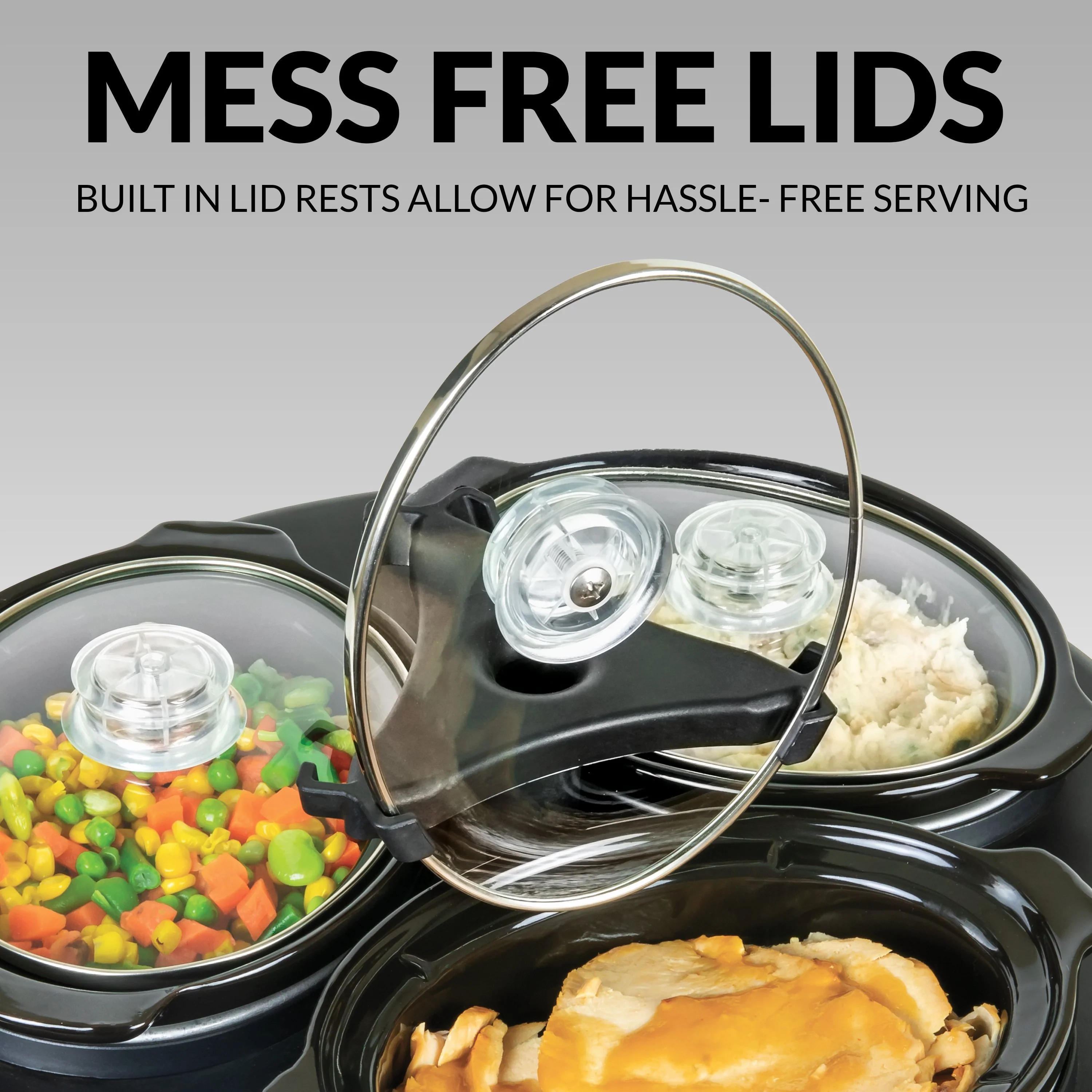 HomeCraft Triple Round Oval 1.5 Quart Stainless Steel Cooker Buffet - Inhomebuy